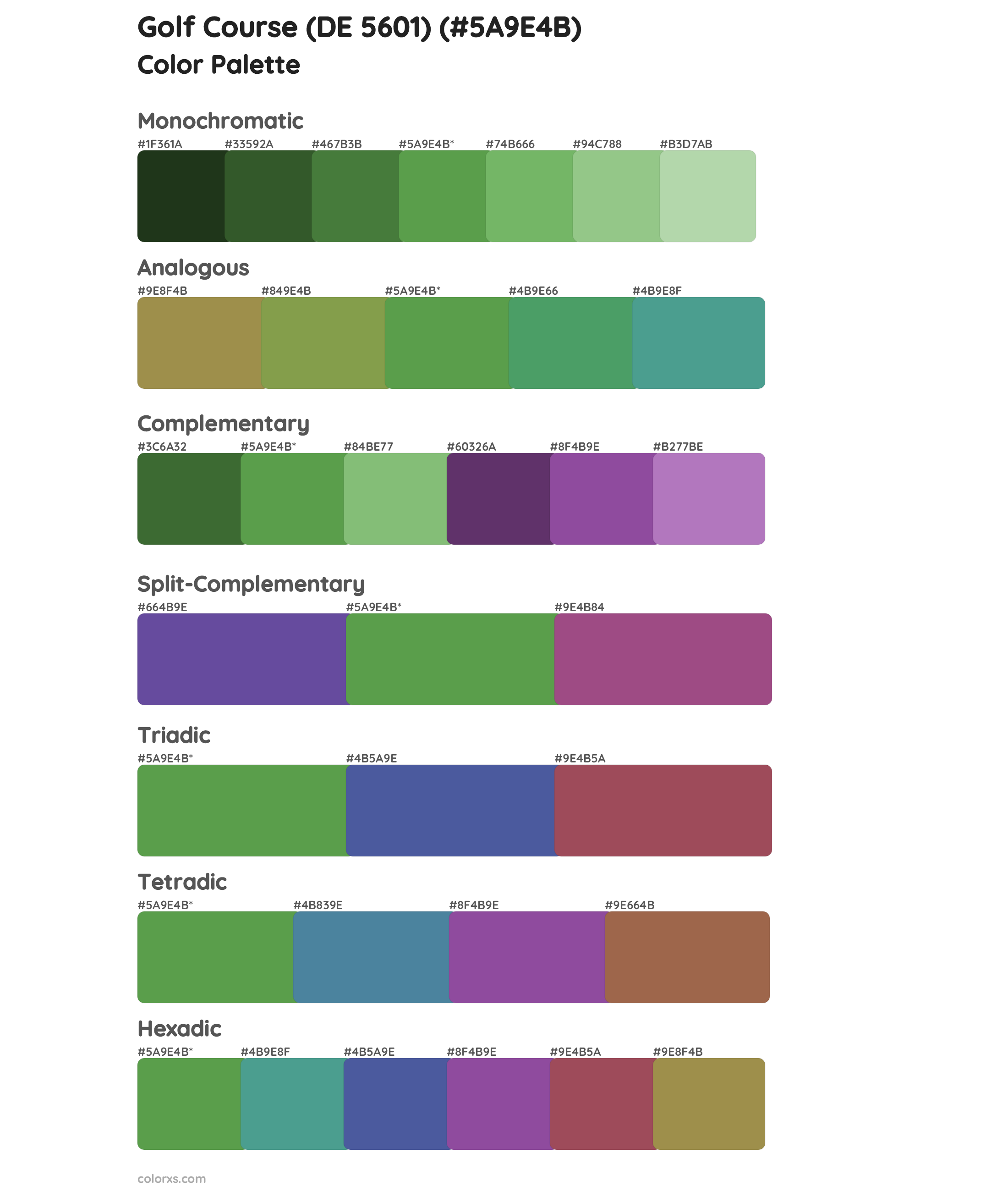 Golf Course (DE 5601) Color Scheme Palettes