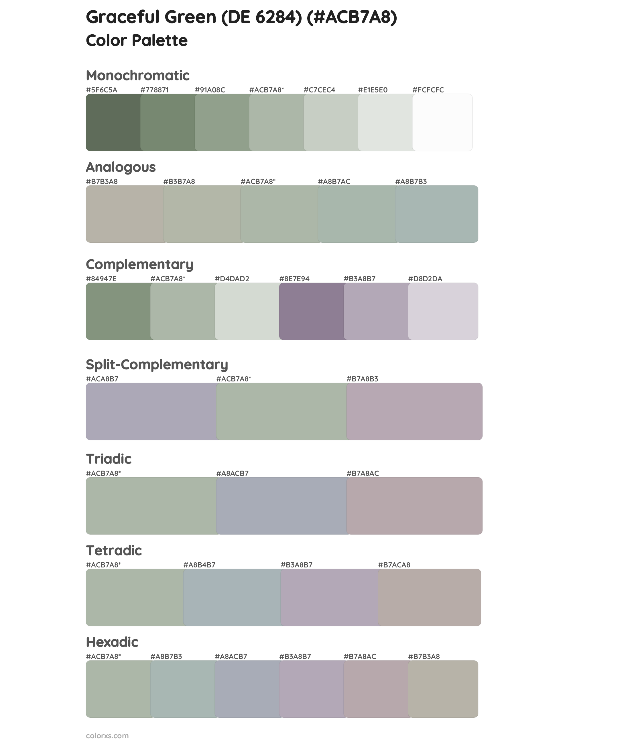 Graceful Green (DE 6284) Color Scheme Palettes