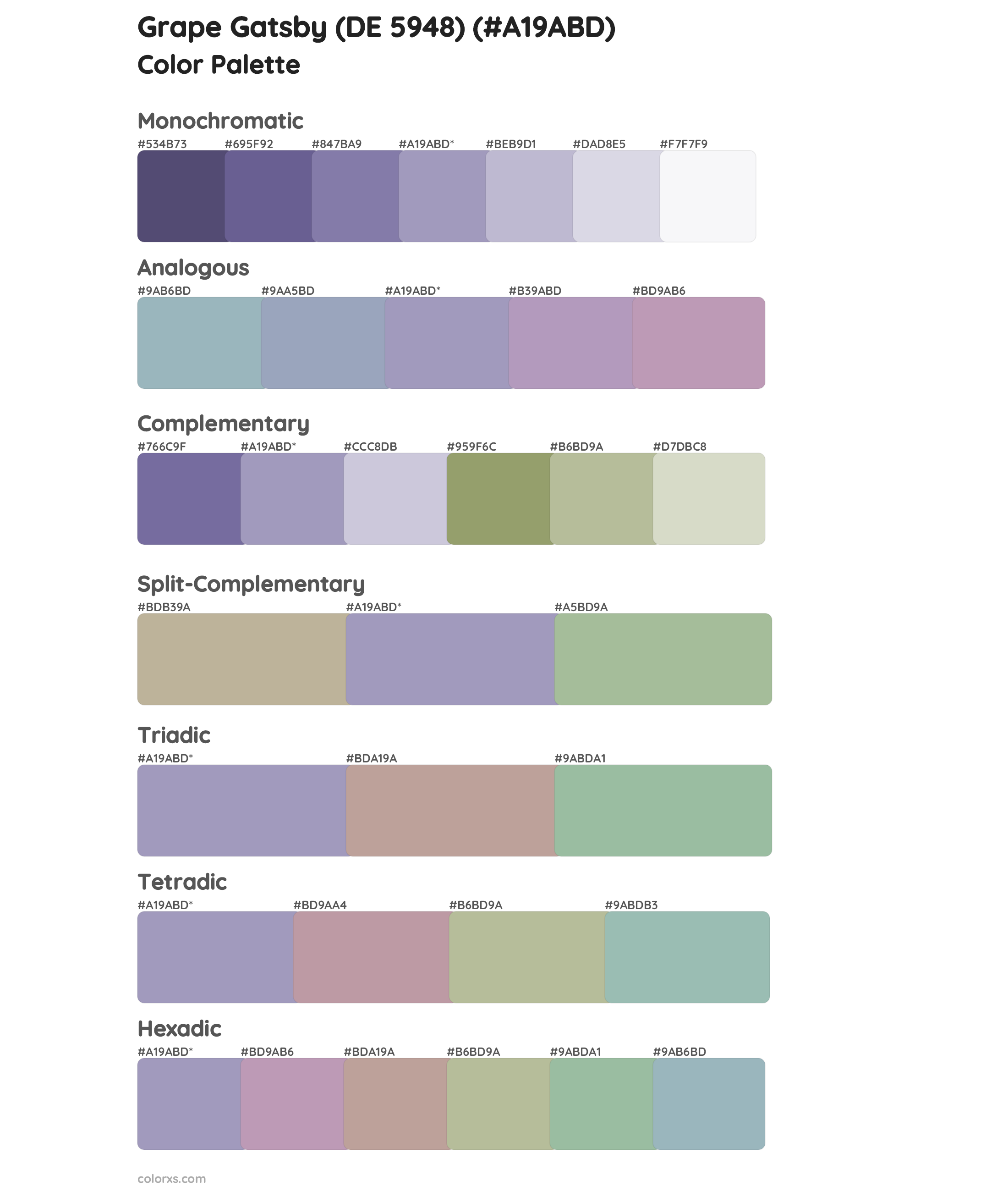 Grape Gatsby (DE 5948) Color Scheme Palettes