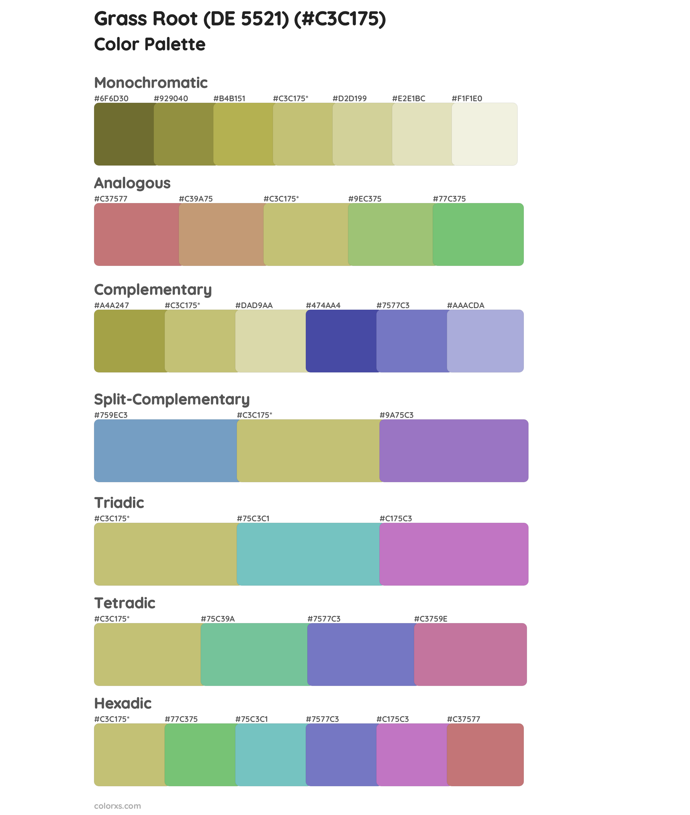 Grass Root (DE 5521) Color Scheme Palettes