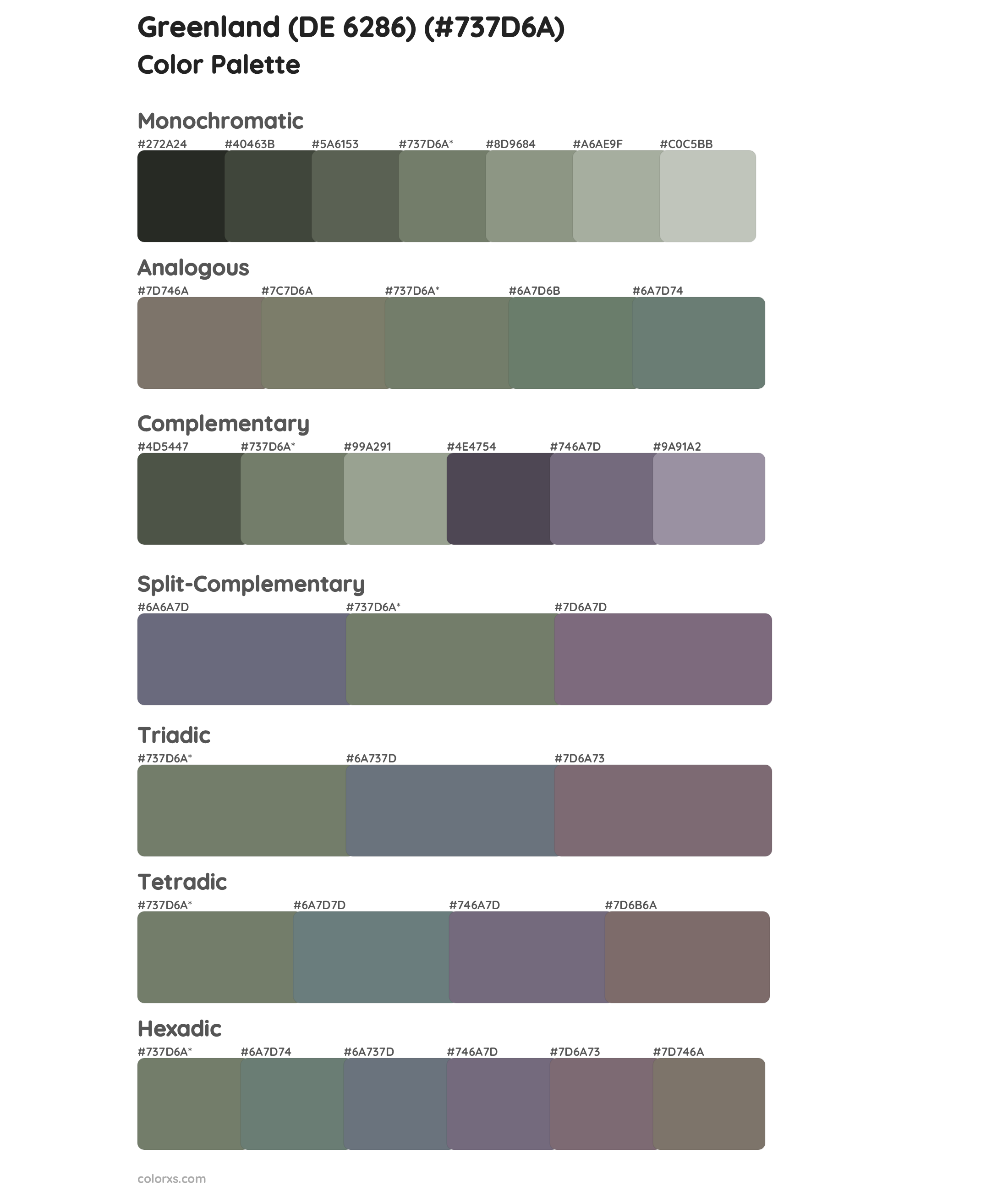 Greenland (DE 6286) Color Scheme Palettes