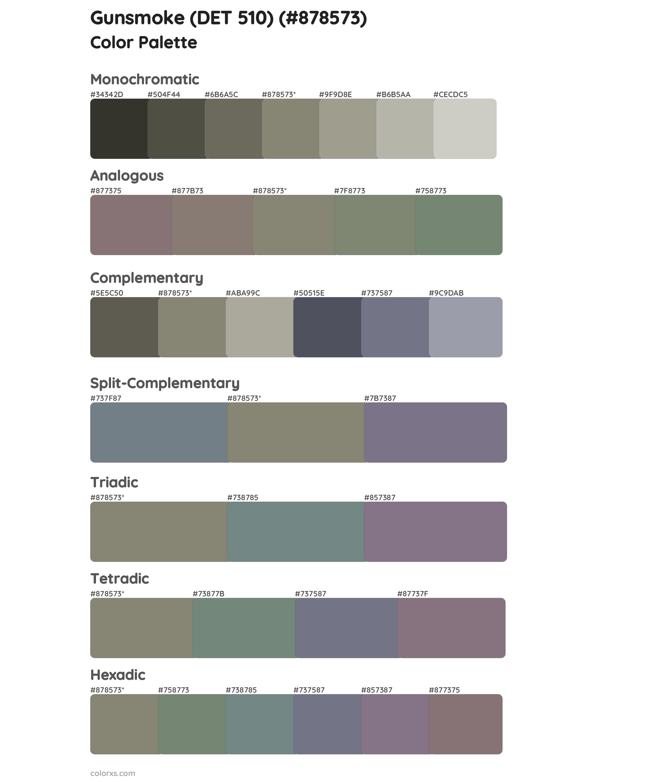 Gunsmoke (DET 510) Color Scheme Palettes