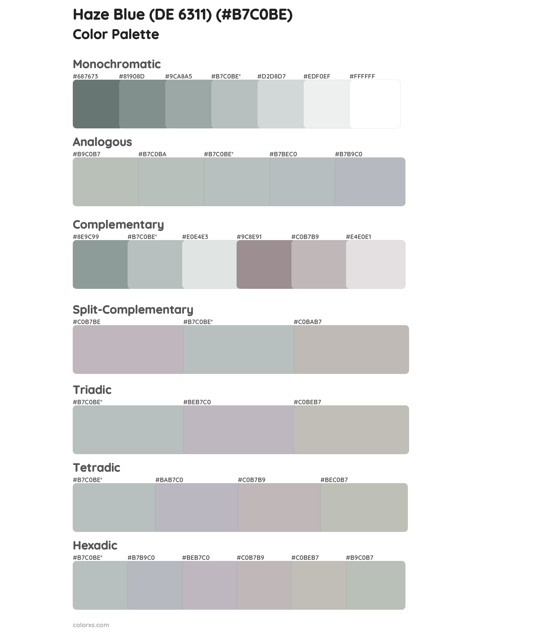 Haze Blue (DE 6311) Color Scheme Palettes