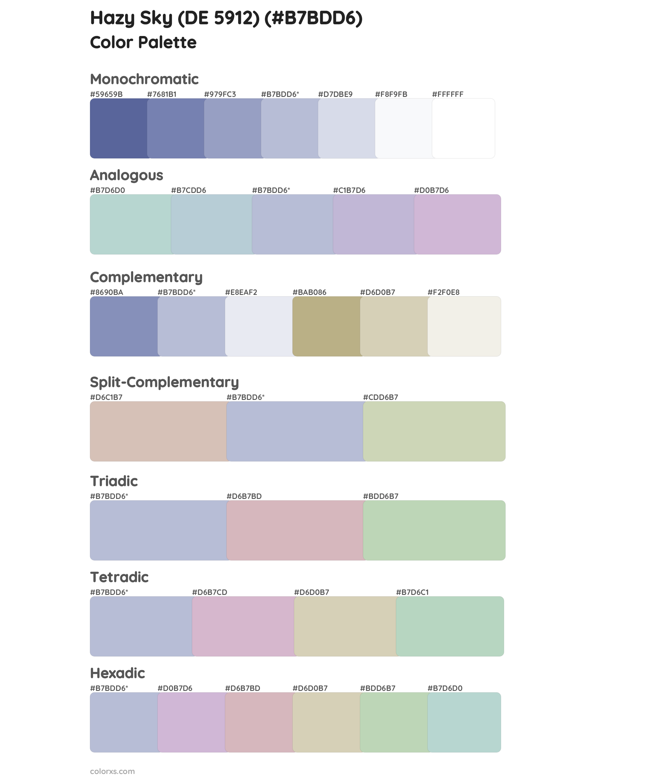 Hazy Sky (DE 5912) Color Scheme Palettes