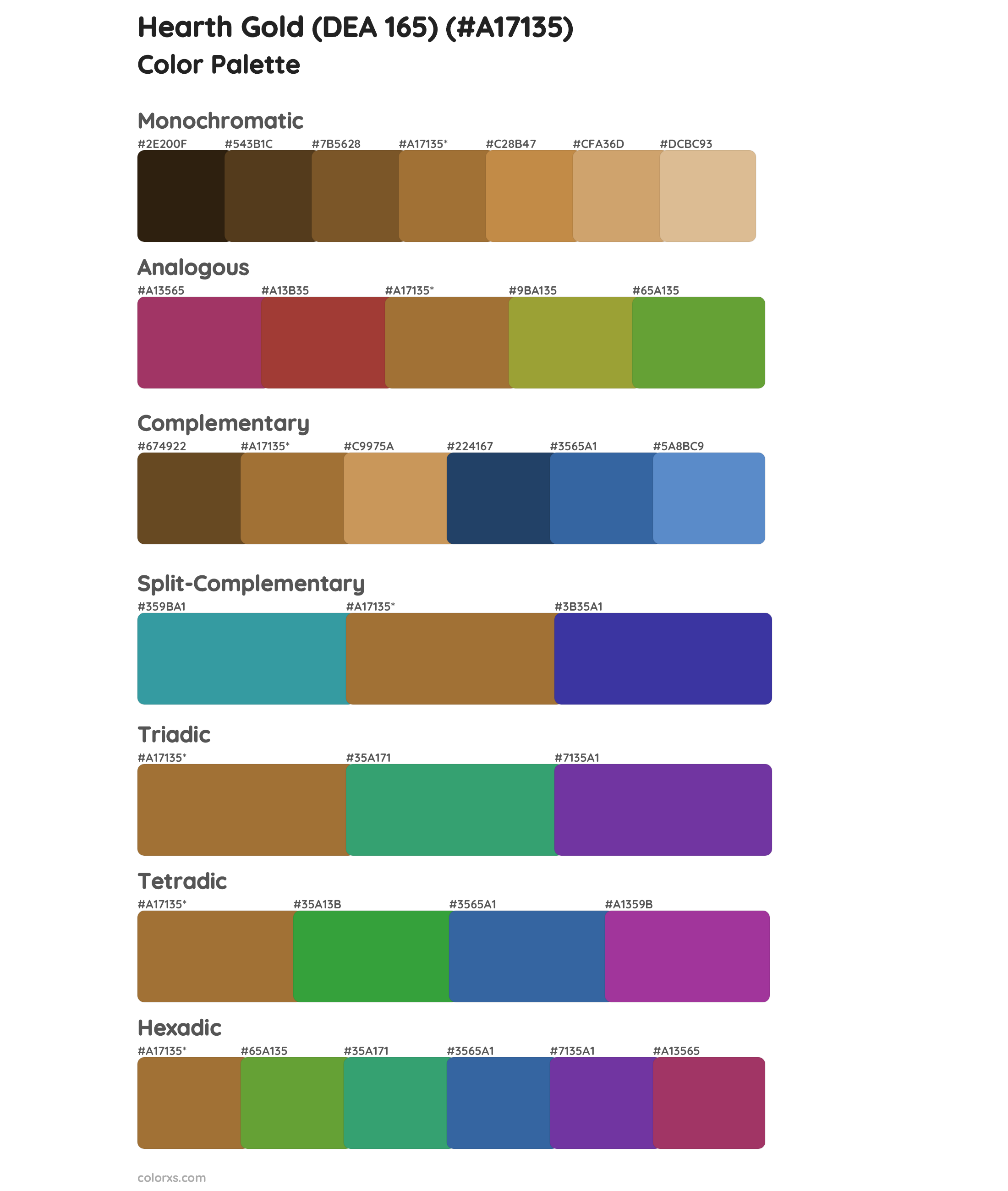 Hearth Gold (DEA 165) Color Scheme Palettes