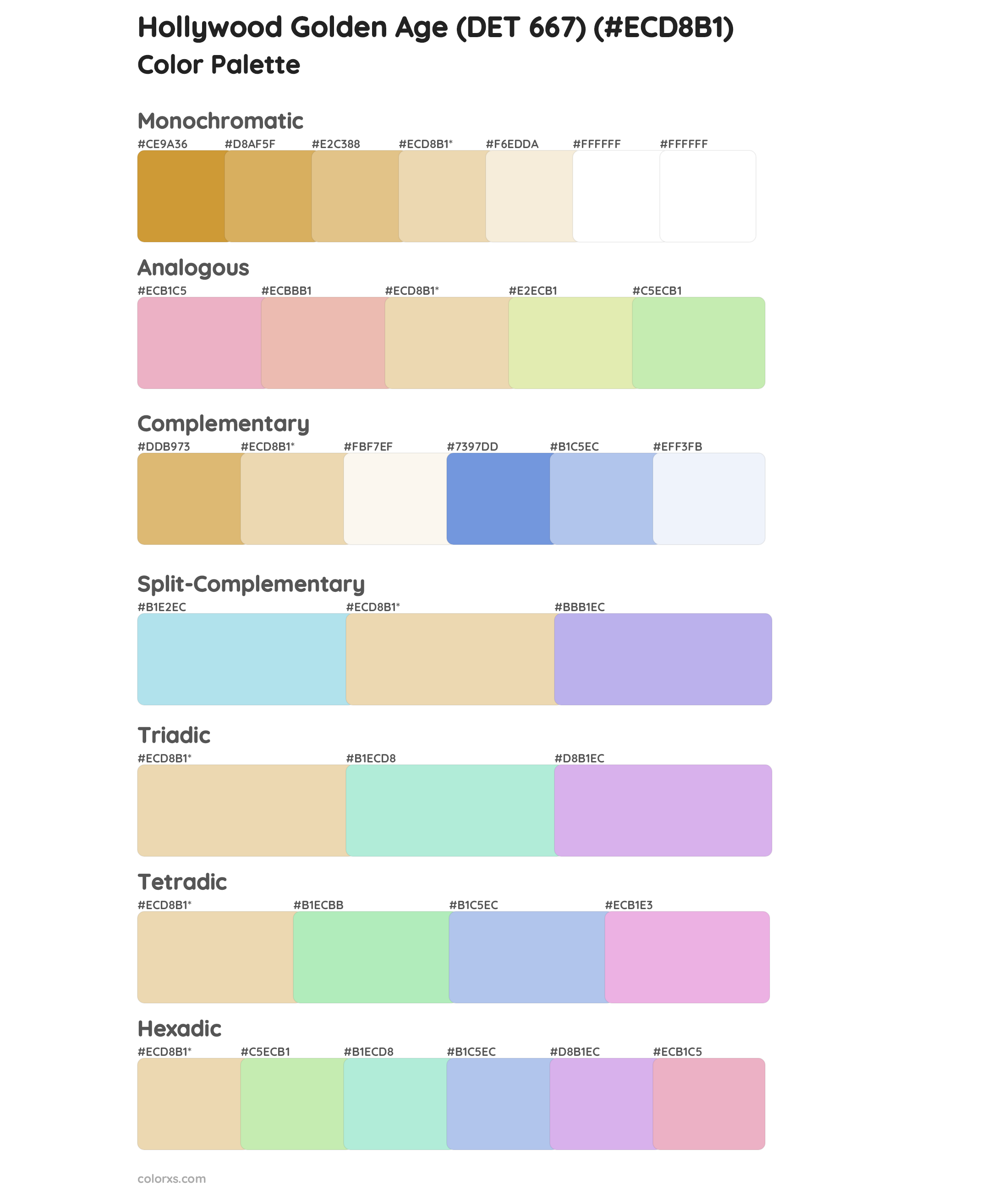 Hollywood Golden Age (DET 667) Color Scheme Palettes