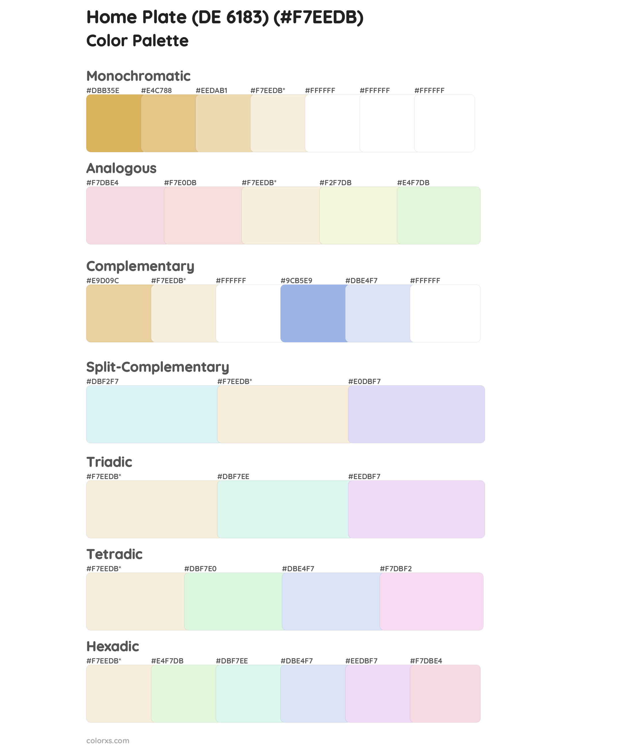 Home Plate (DE 6183) Color Scheme Palettes