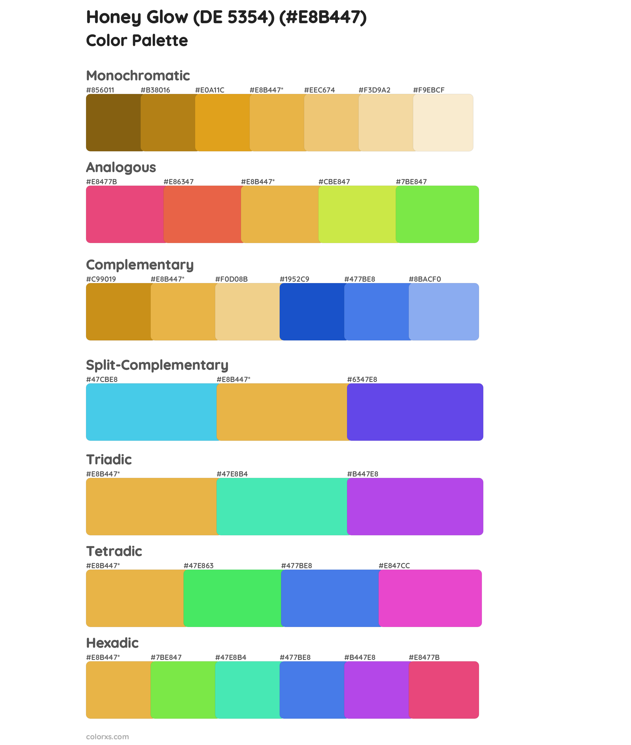 Honey Glow (DE 5354) Color Scheme Palettes