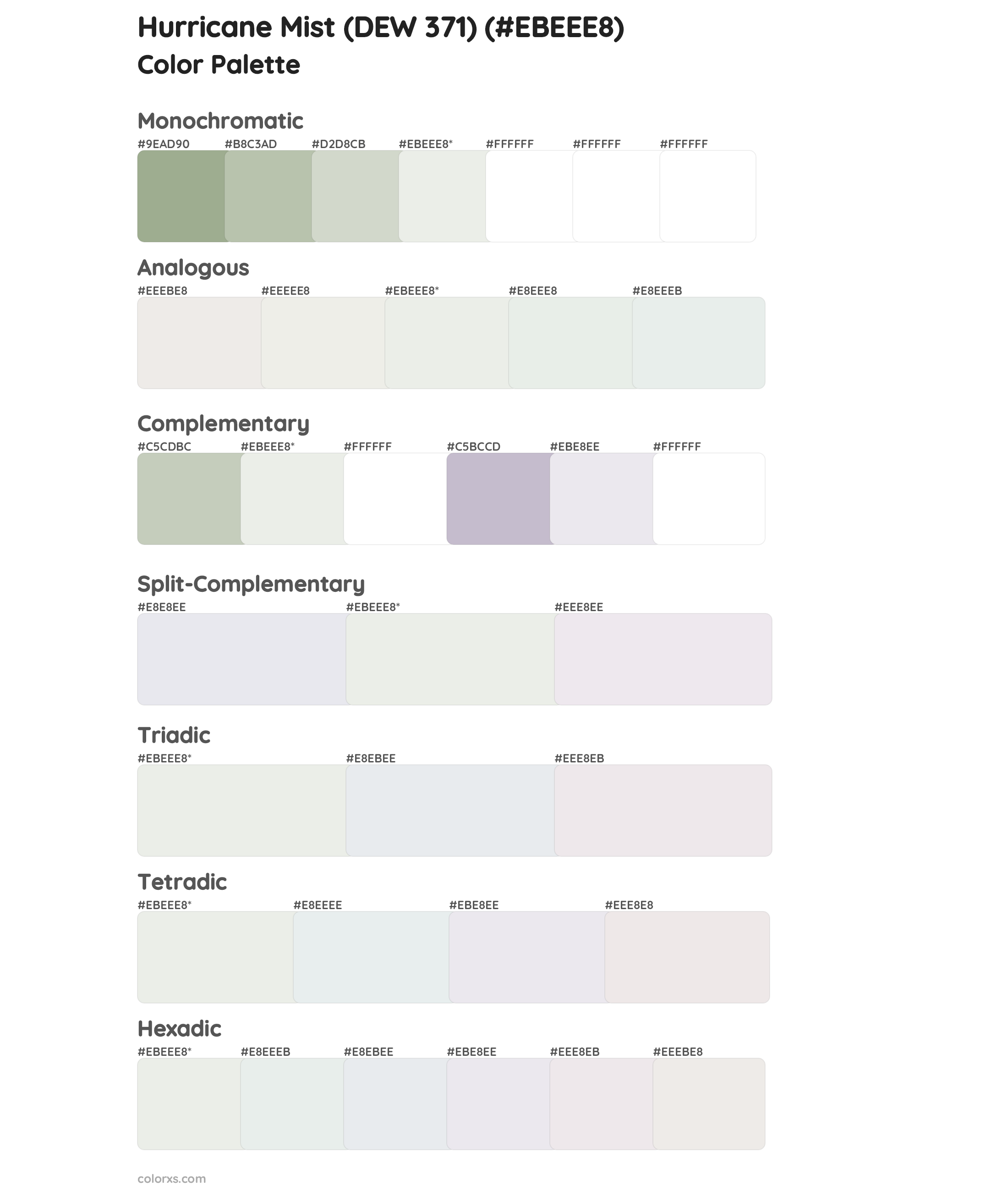 Hurricane Mist (DEW 371) Color Scheme Palettes