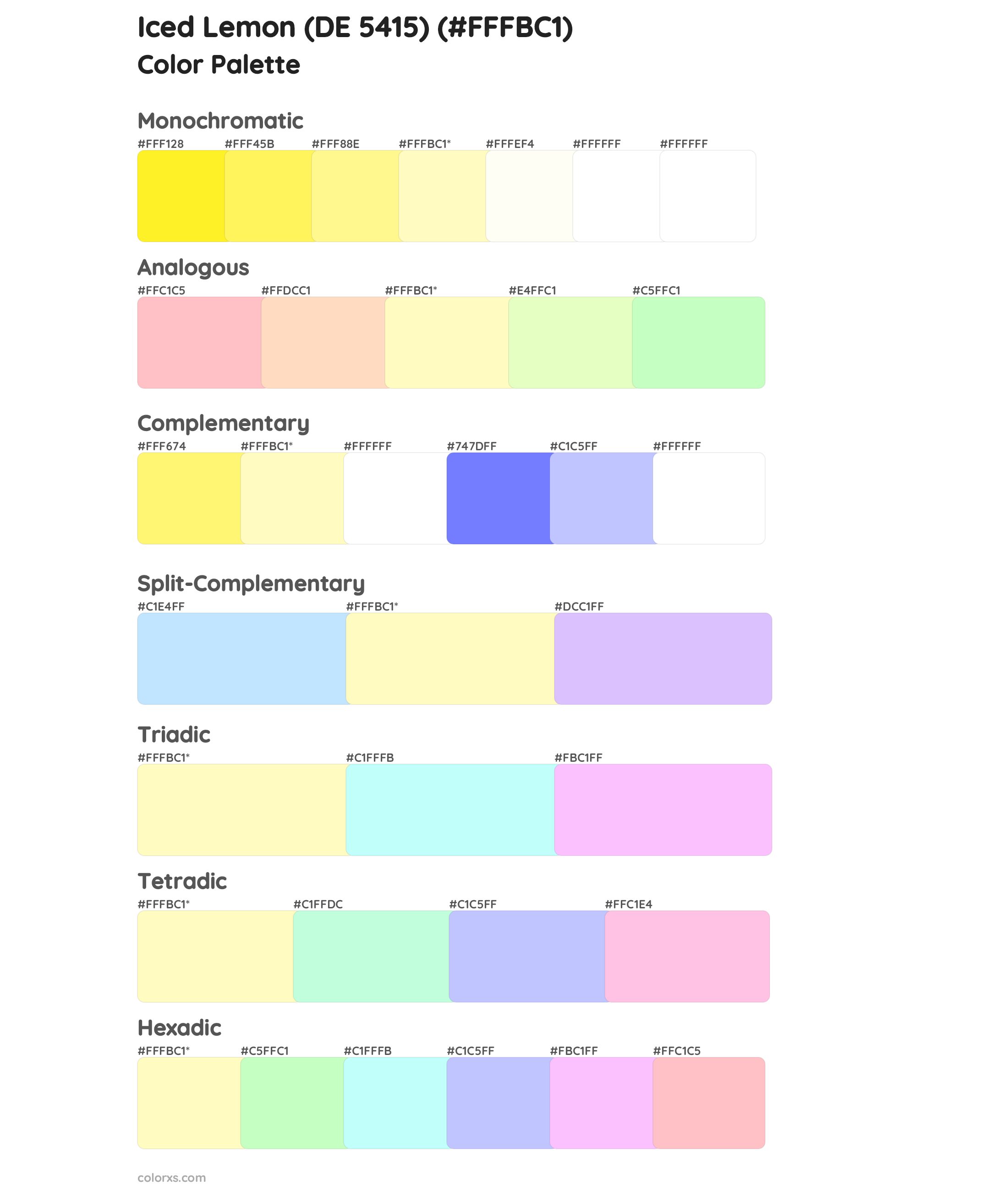 Iced Lemon (DE 5415) Color Scheme Palettes