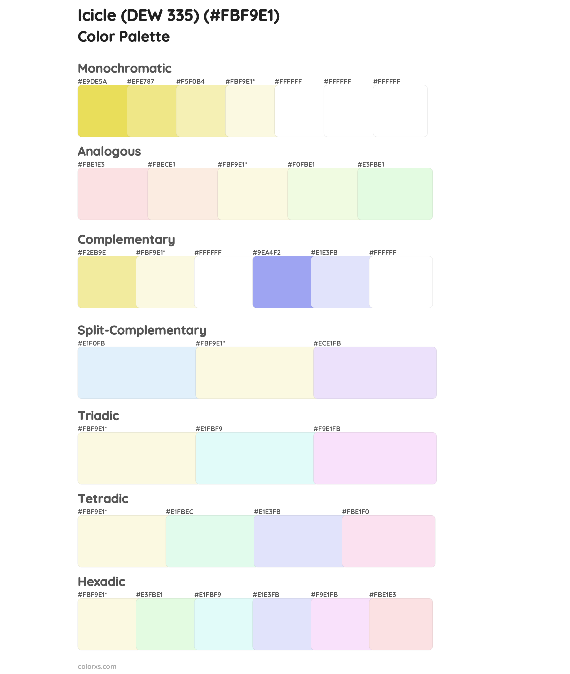 Icicle (DEW 335) Color Scheme Palettes