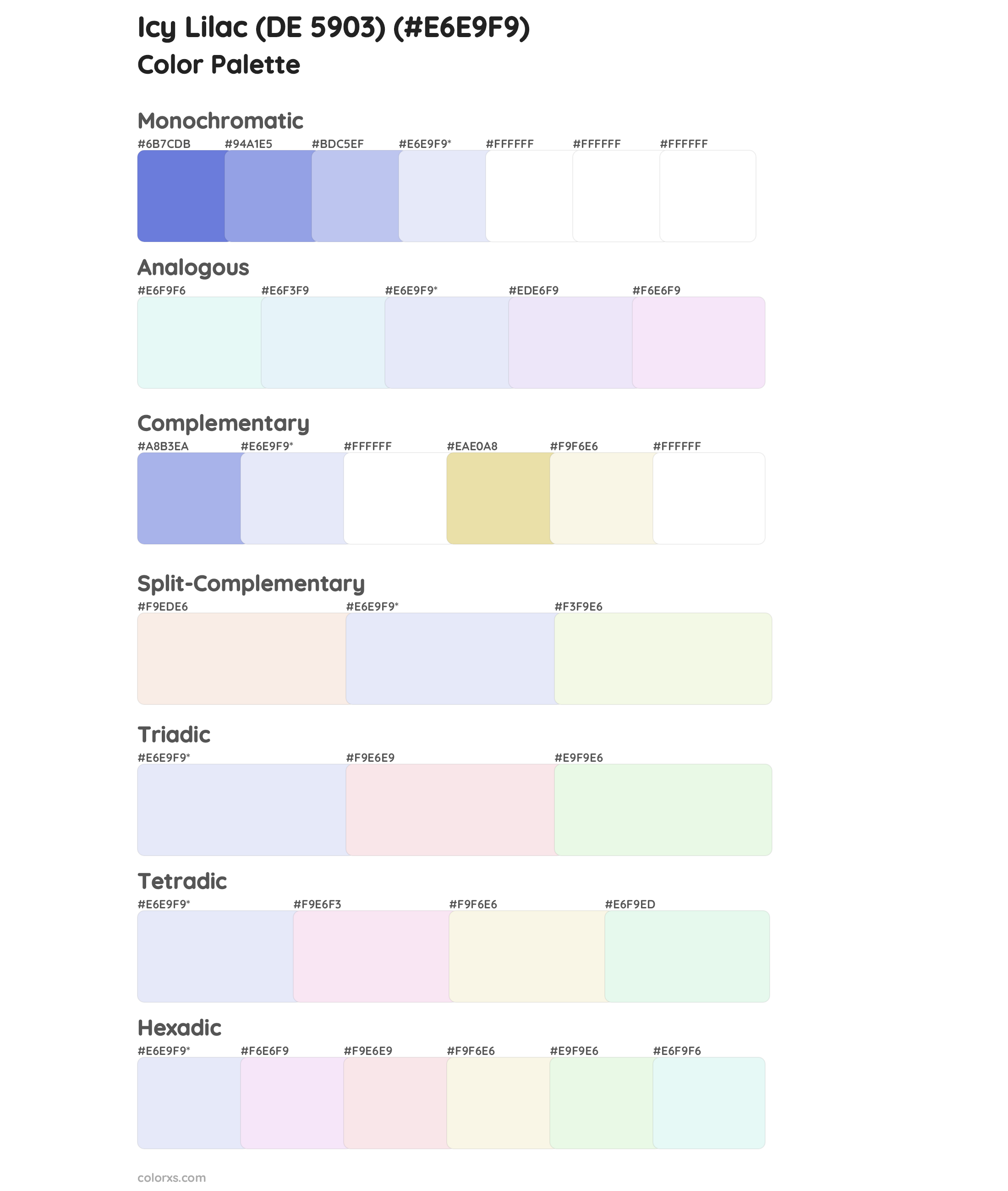 Icy Lilac (DE 5903) Color Scheme Palettes