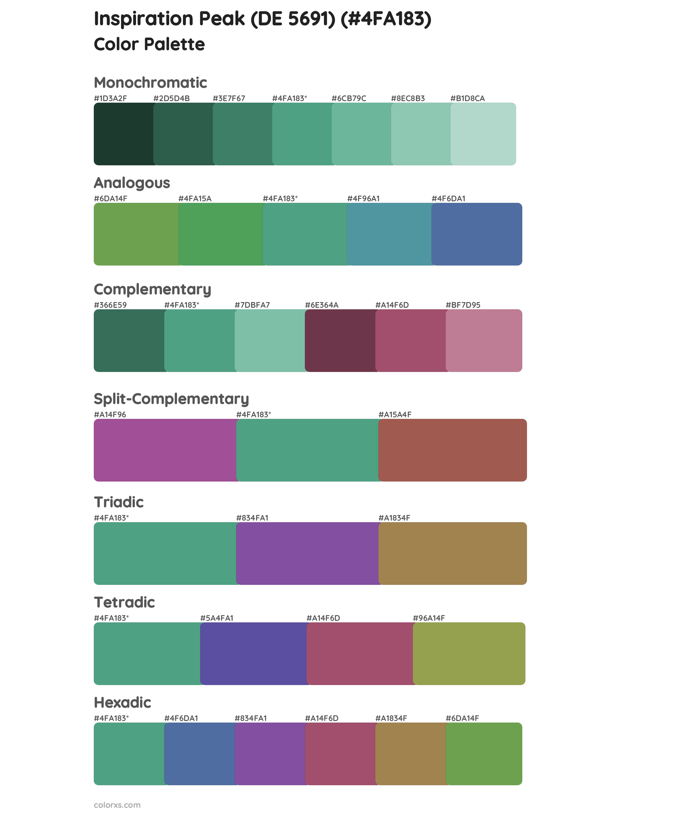 Inspiration Peak (DE 5691) Color Scheme Palettes