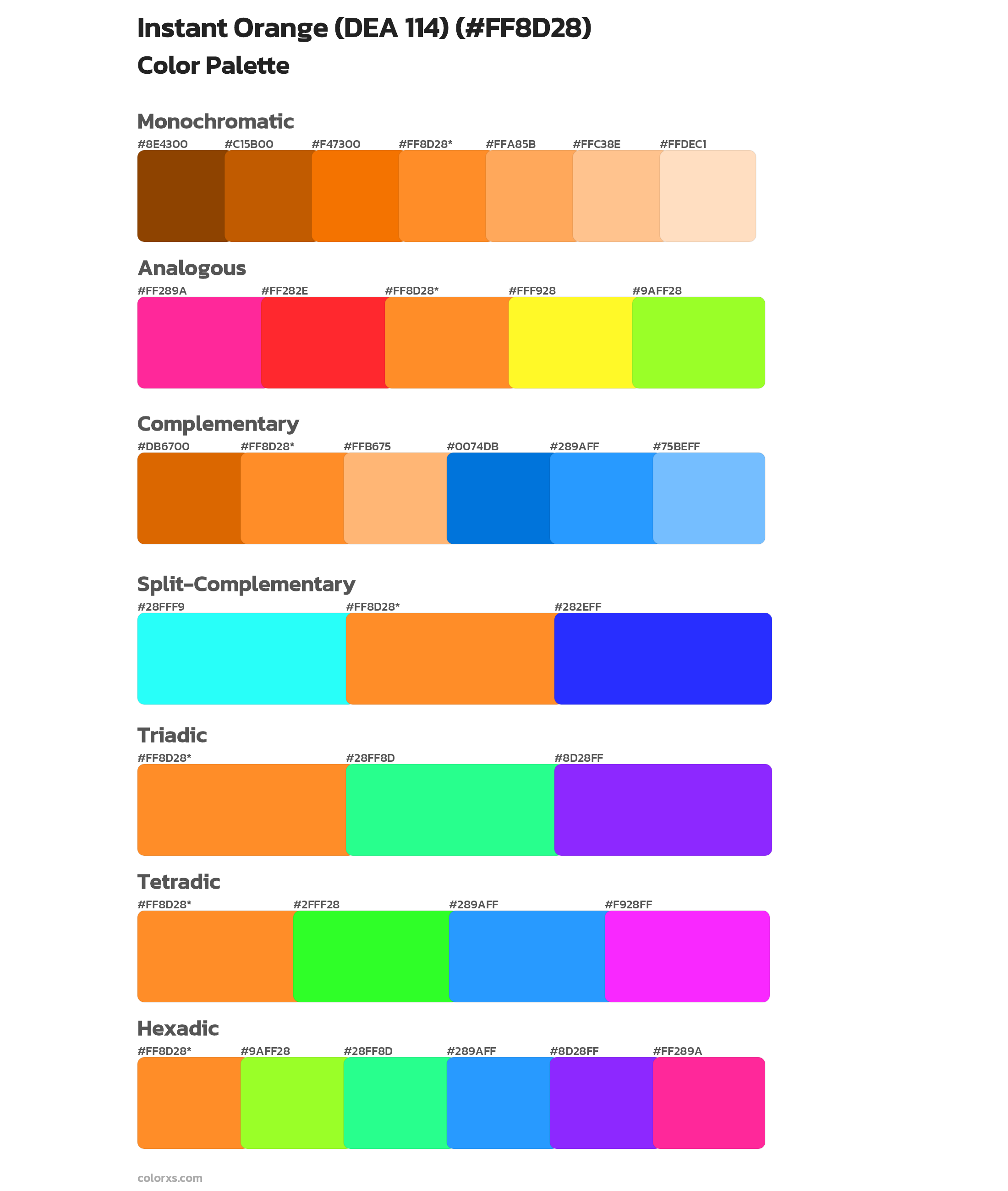 Instant Orange (DEA 114) Color Scheme Palettes