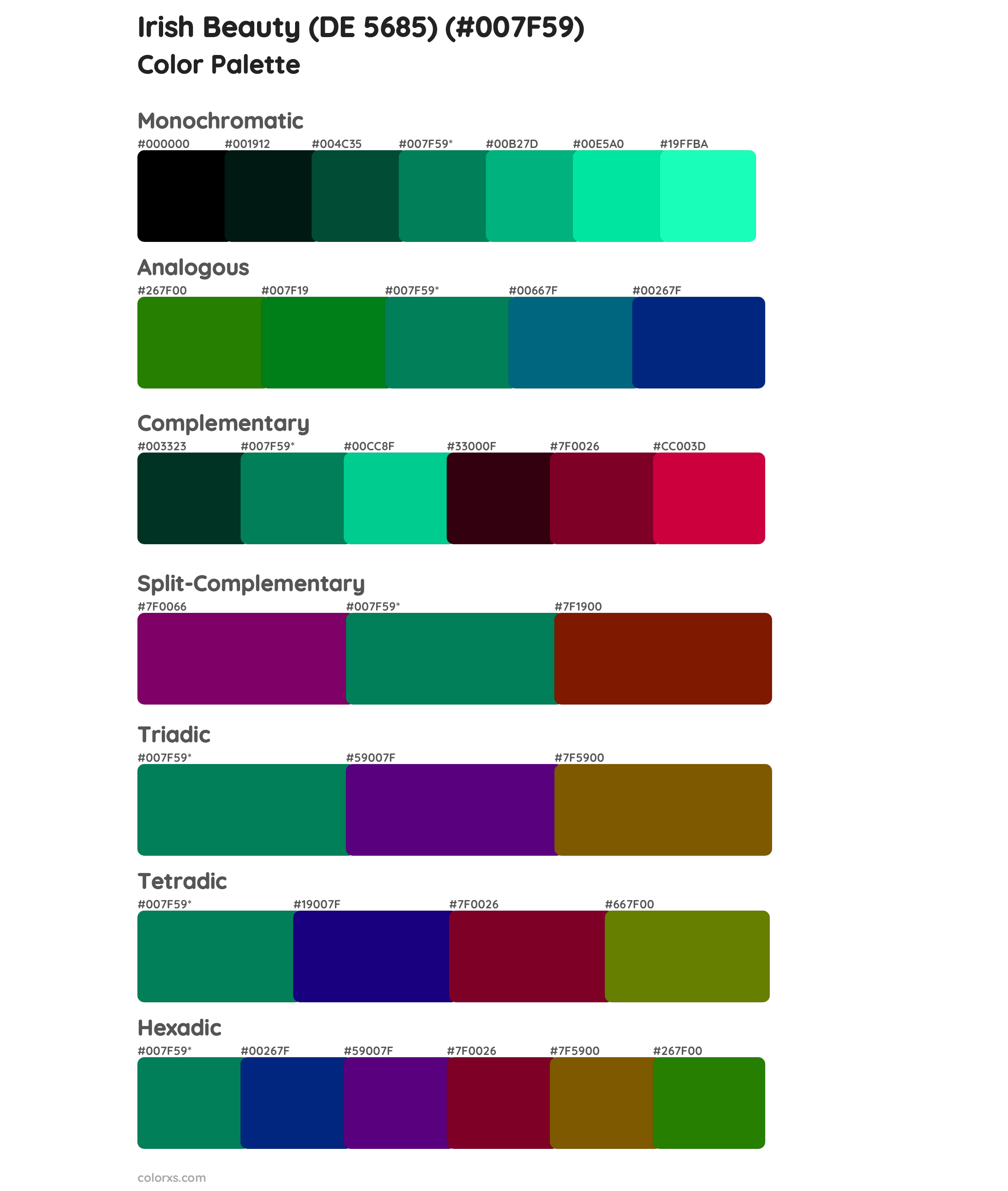 Irish Beauty (DE 5685) Color Scheme Palettes