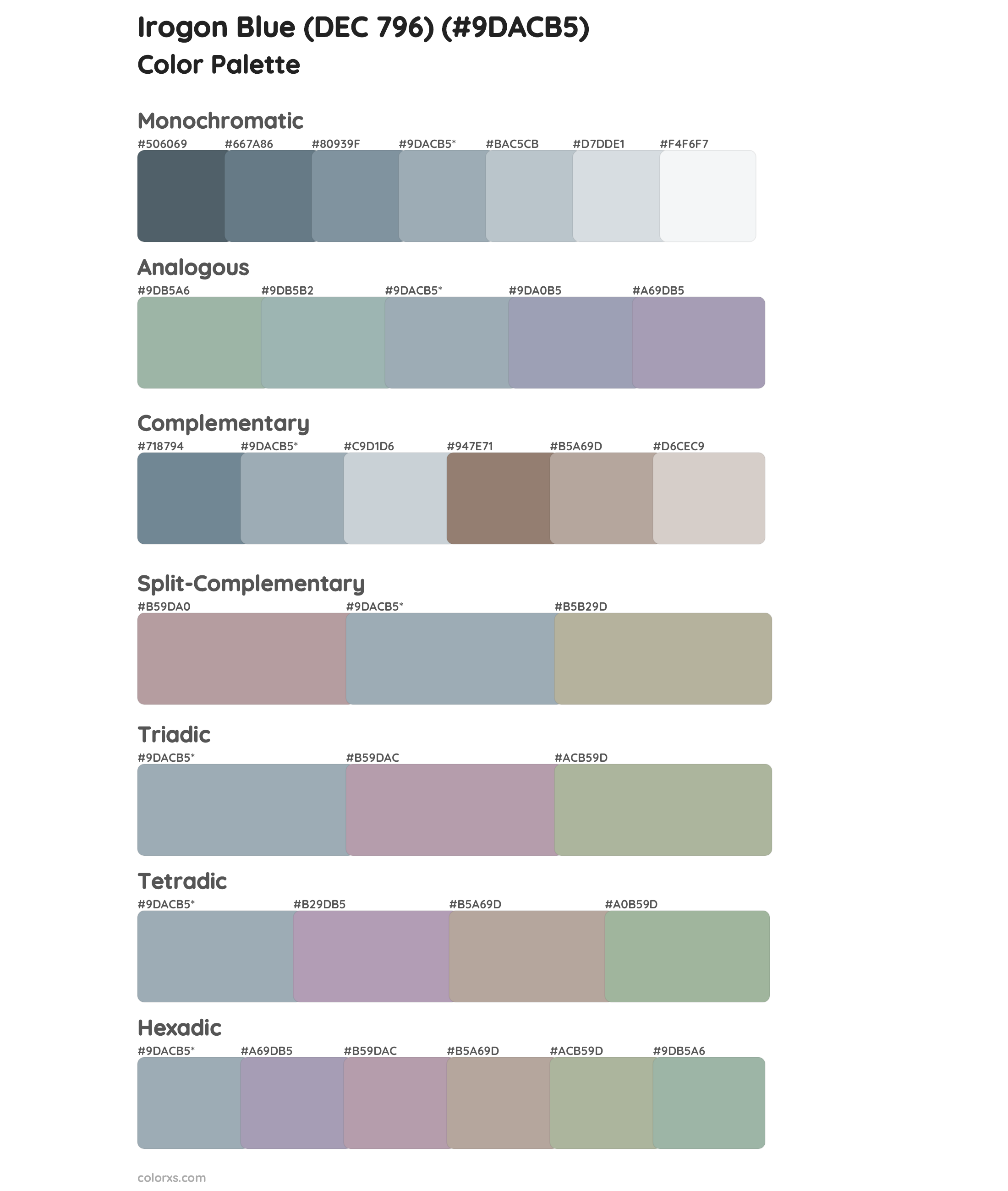 Irogon Blue (DEC 796) Color Scheme Palettes