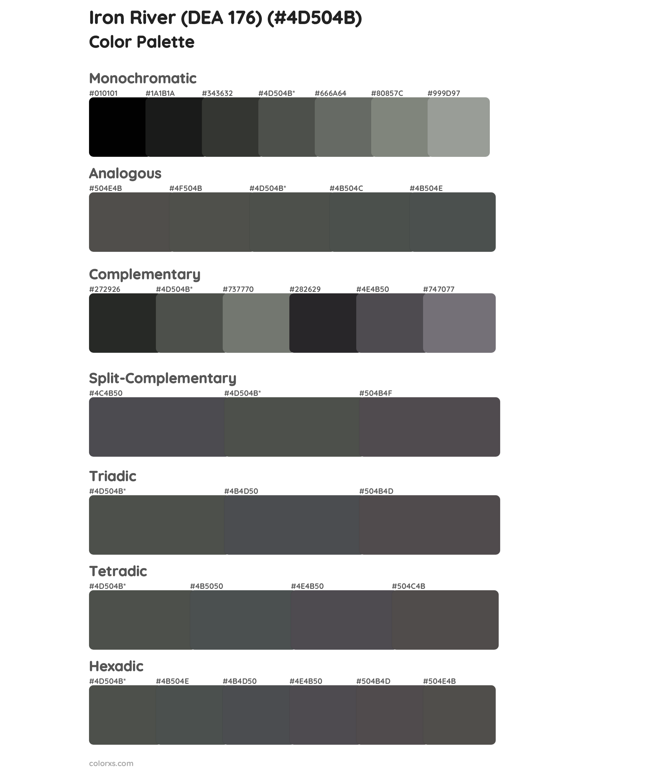 Iron River (DEA 176) Color Scheme Palettes