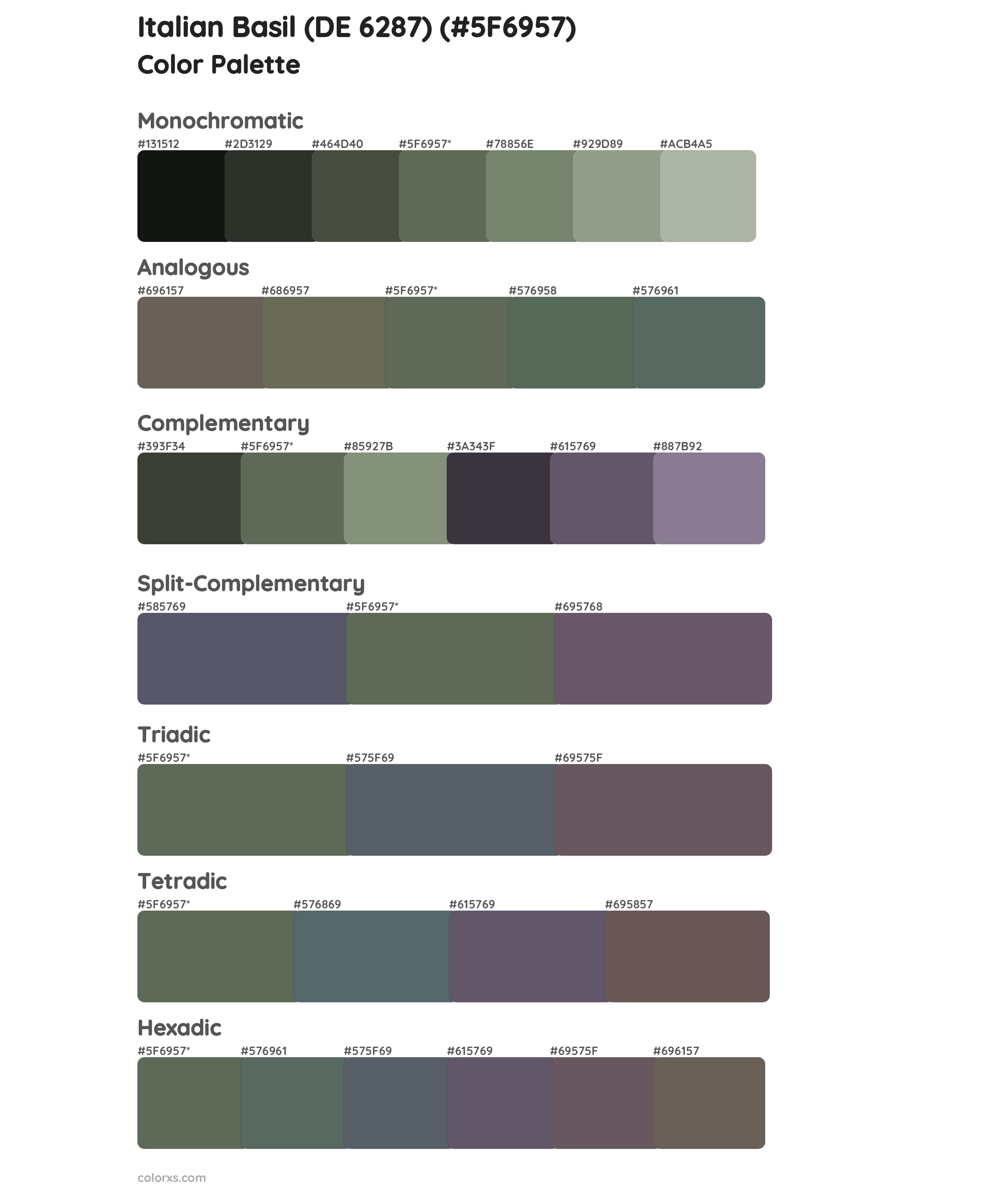 Italian Basil (DE 6287) Color Scheme Palettes