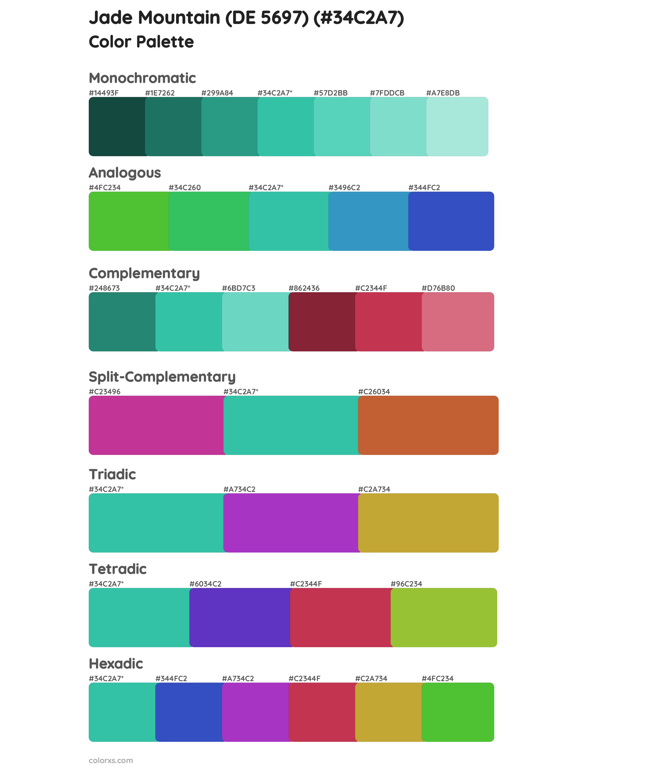 Jade Mountain (DE 5697) Color Scheme Palettes