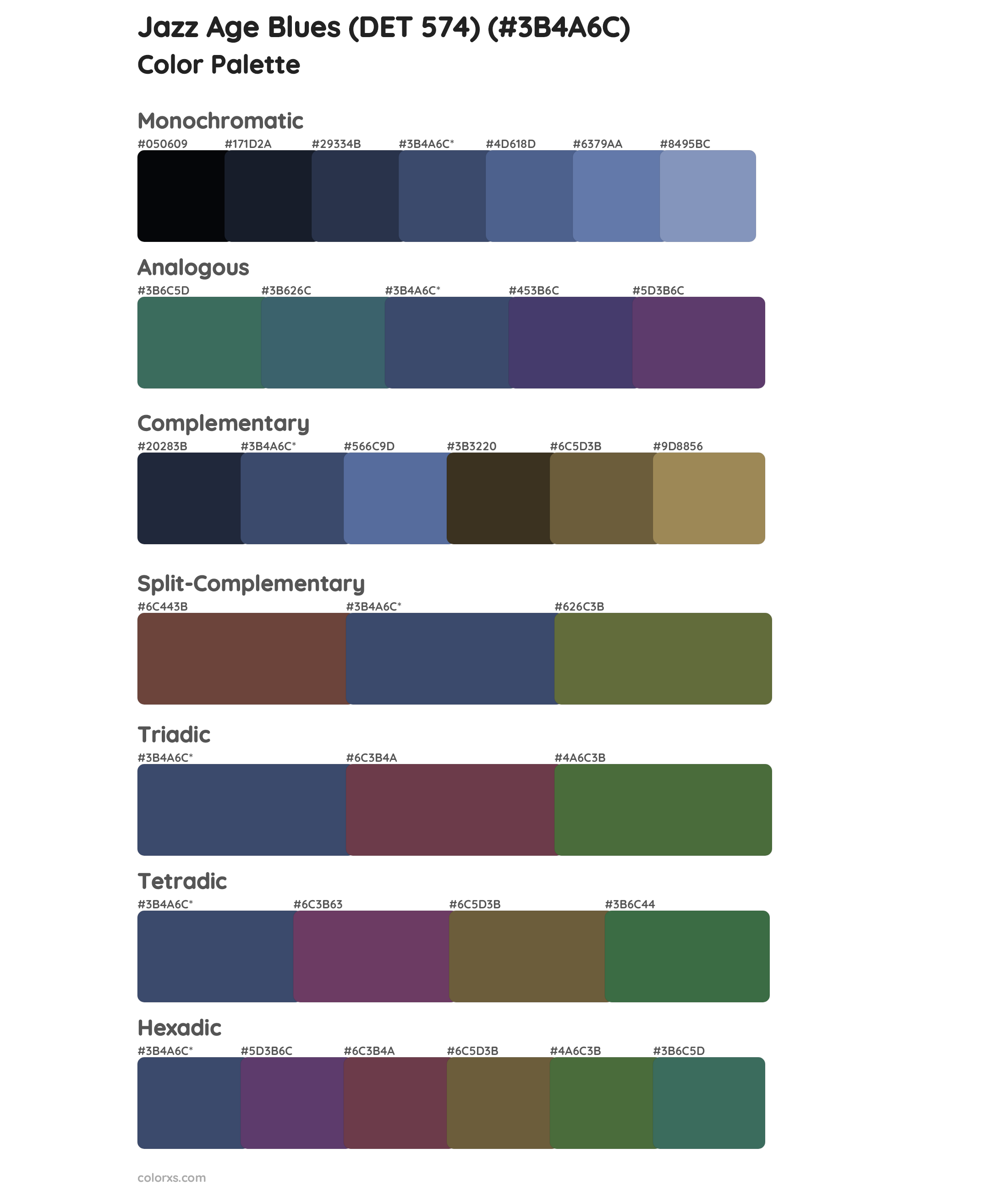 Jazz Age Blues (DET 574) Color Scheme Palettes