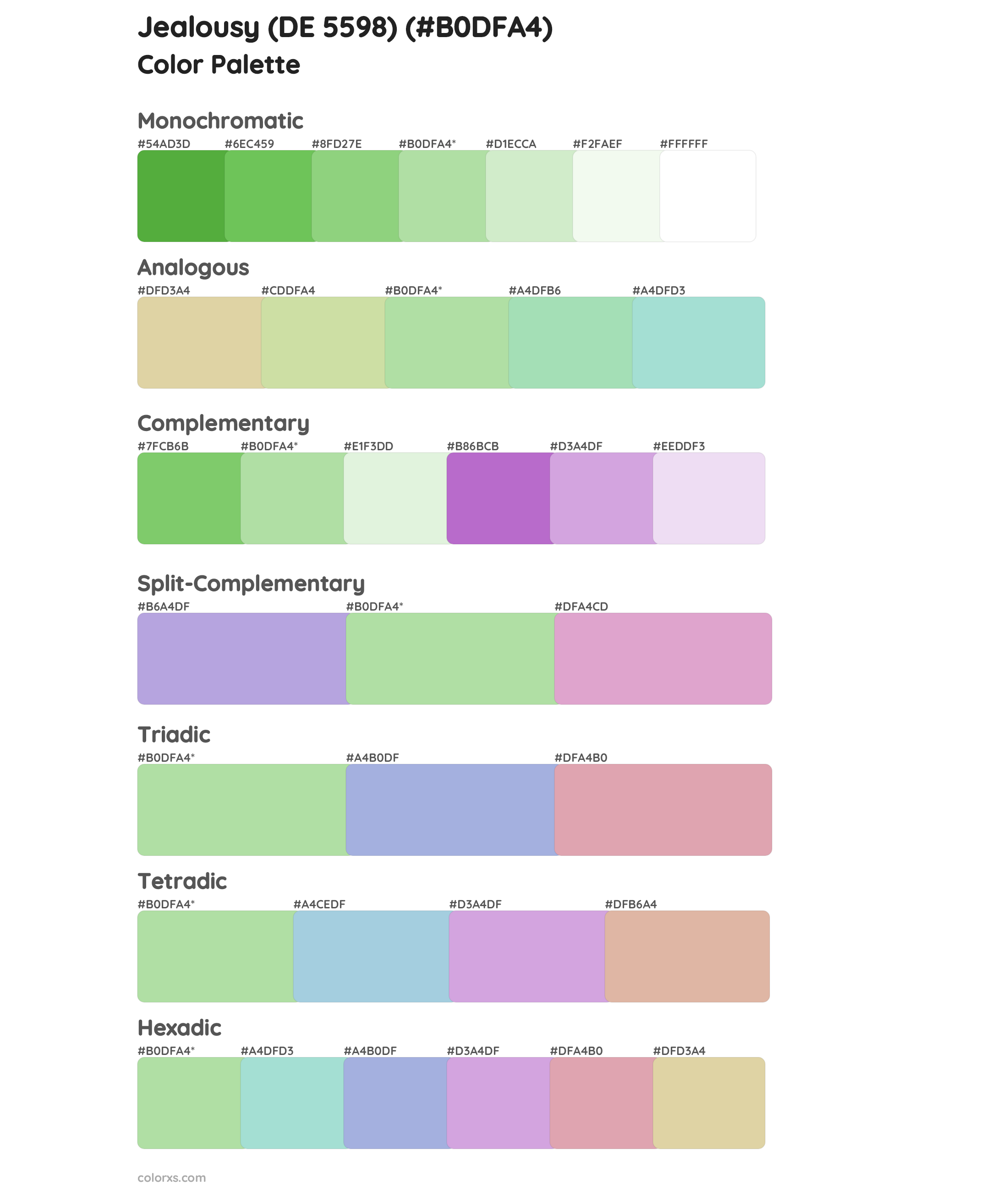 Jealousy (DE 5598) Color Scheme Palettes