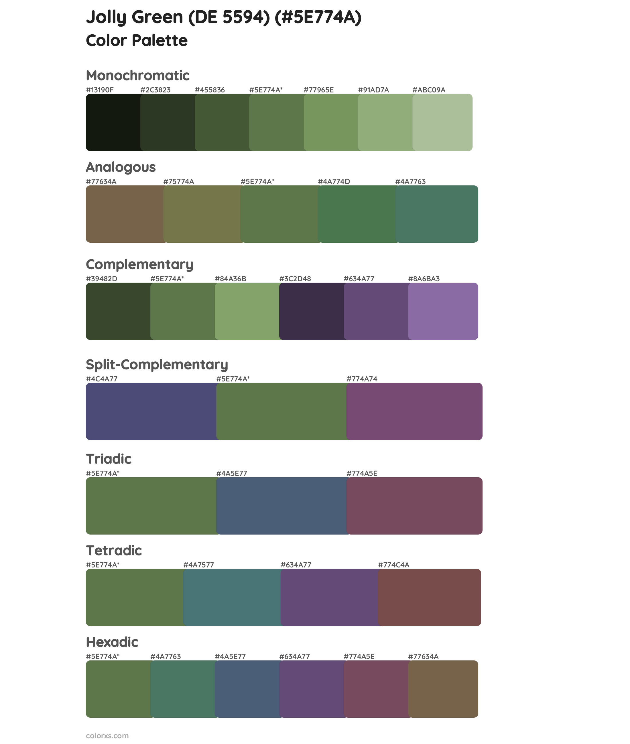 Jolly Green (DE 5594) Color Scheme Palettes