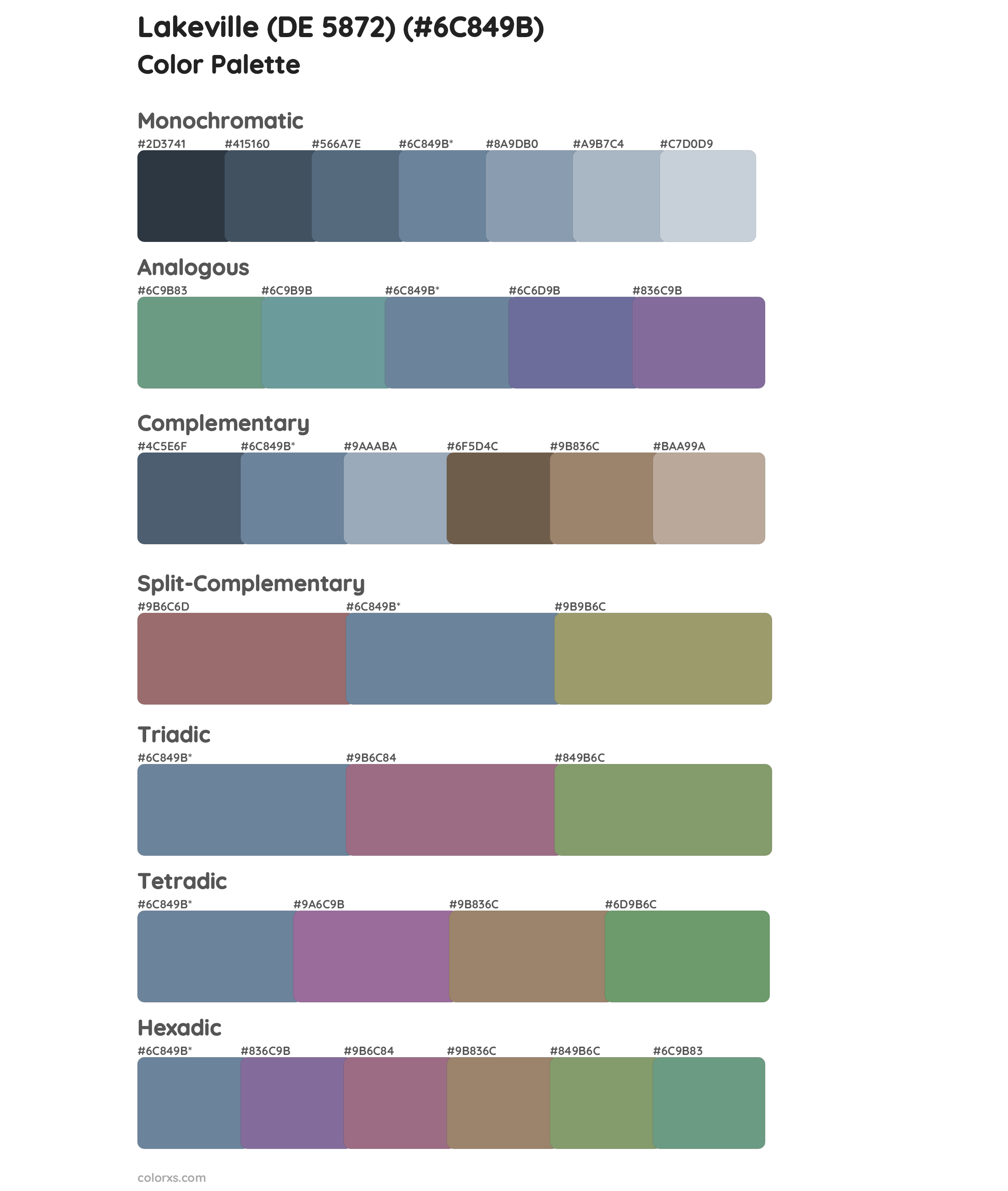 Lakeville (DE 5872) Color Scheme Palettes