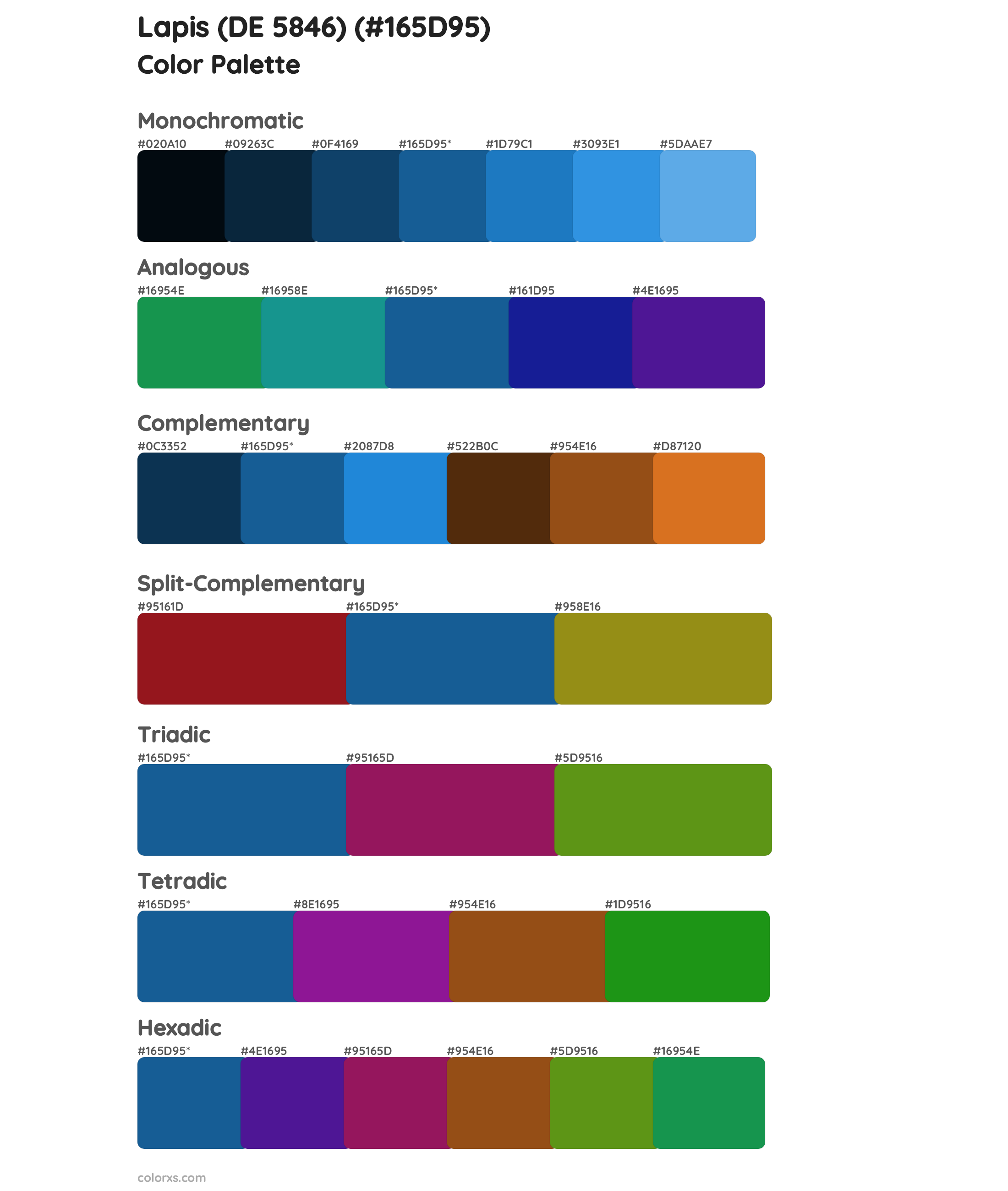 Lapis (DE 5846) Color Scheme Palettes