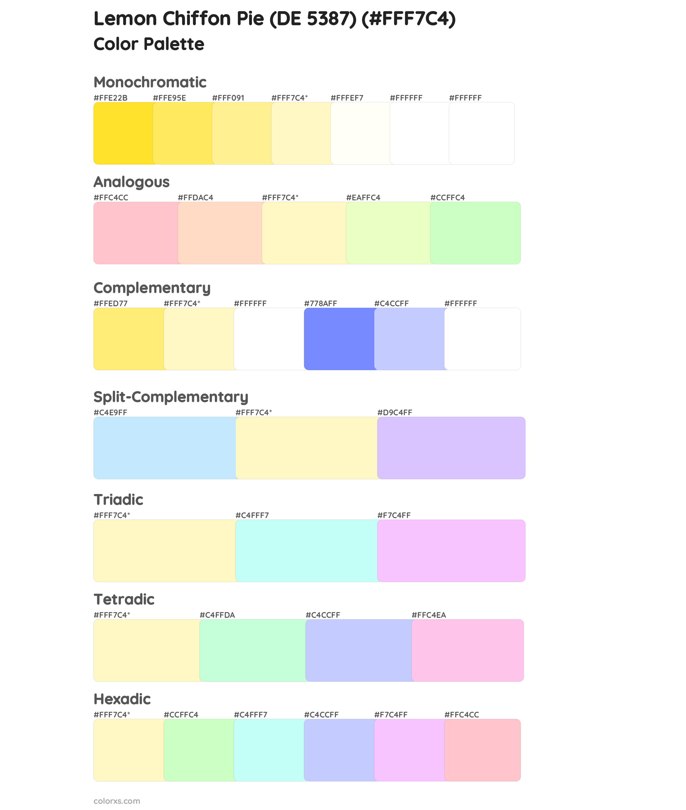 Lemon Chiffon Pie (DE 5387) Color Scheme Palettes