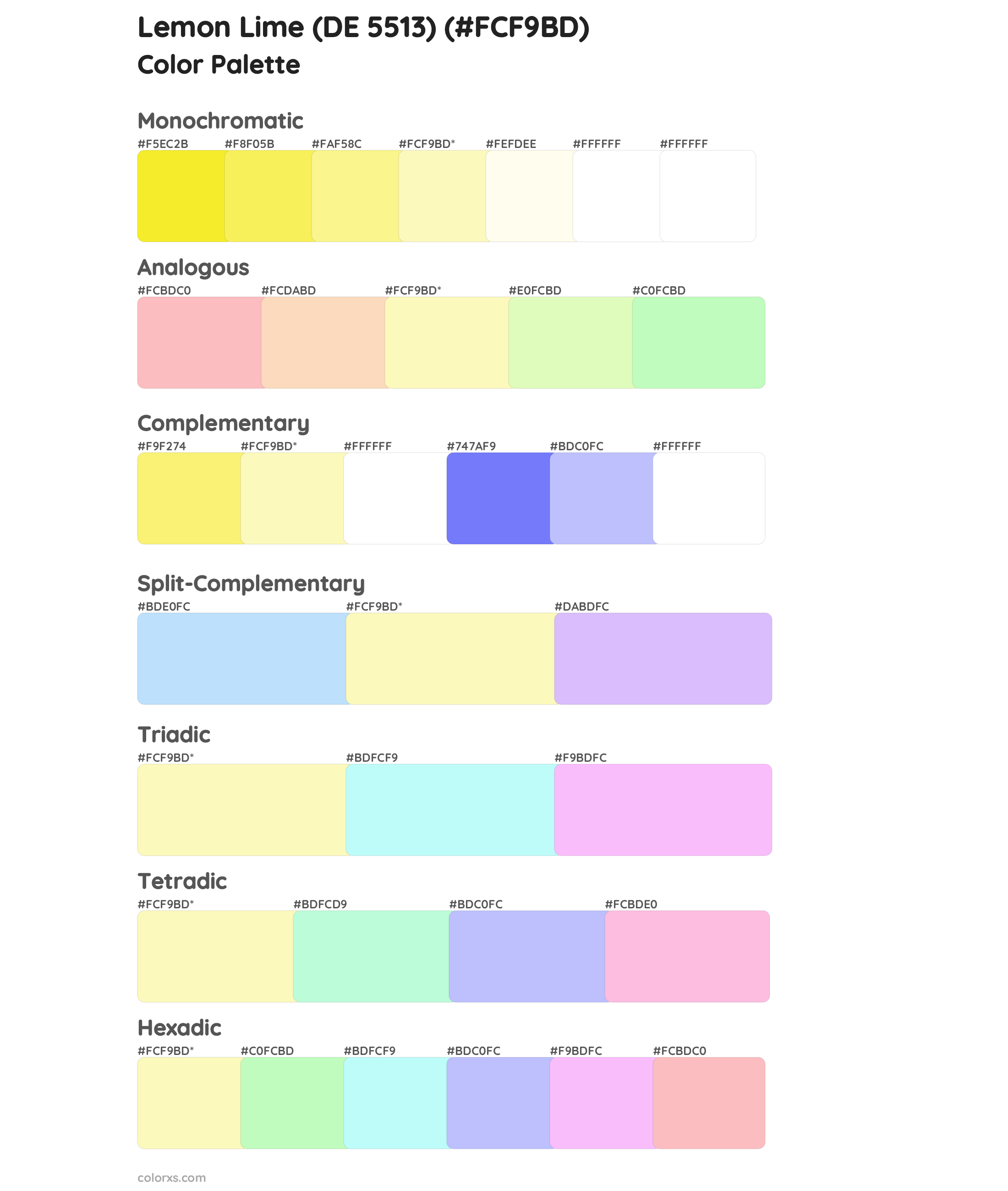 Lemon Lime (DE 5513) Color Scheme Palettes