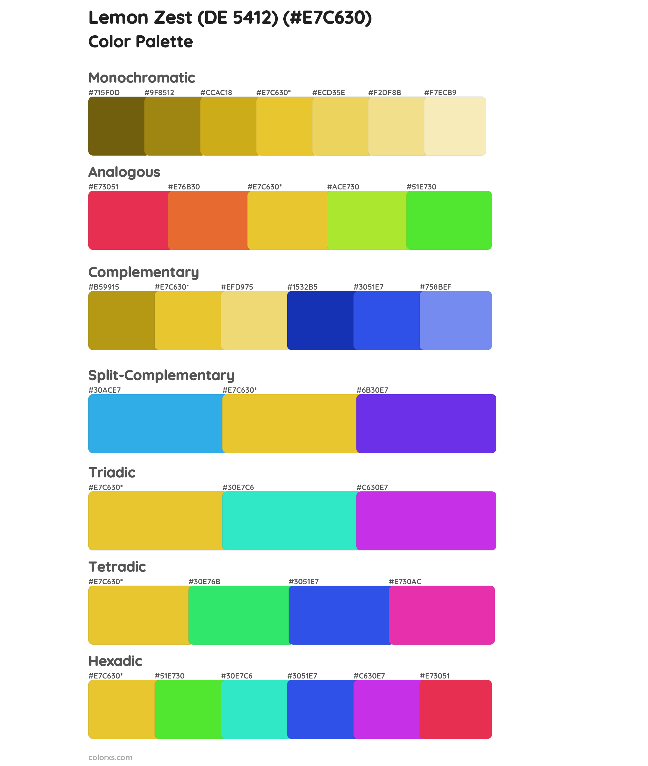 Lemon Zest (DE 5412) Color Scheme Palettes