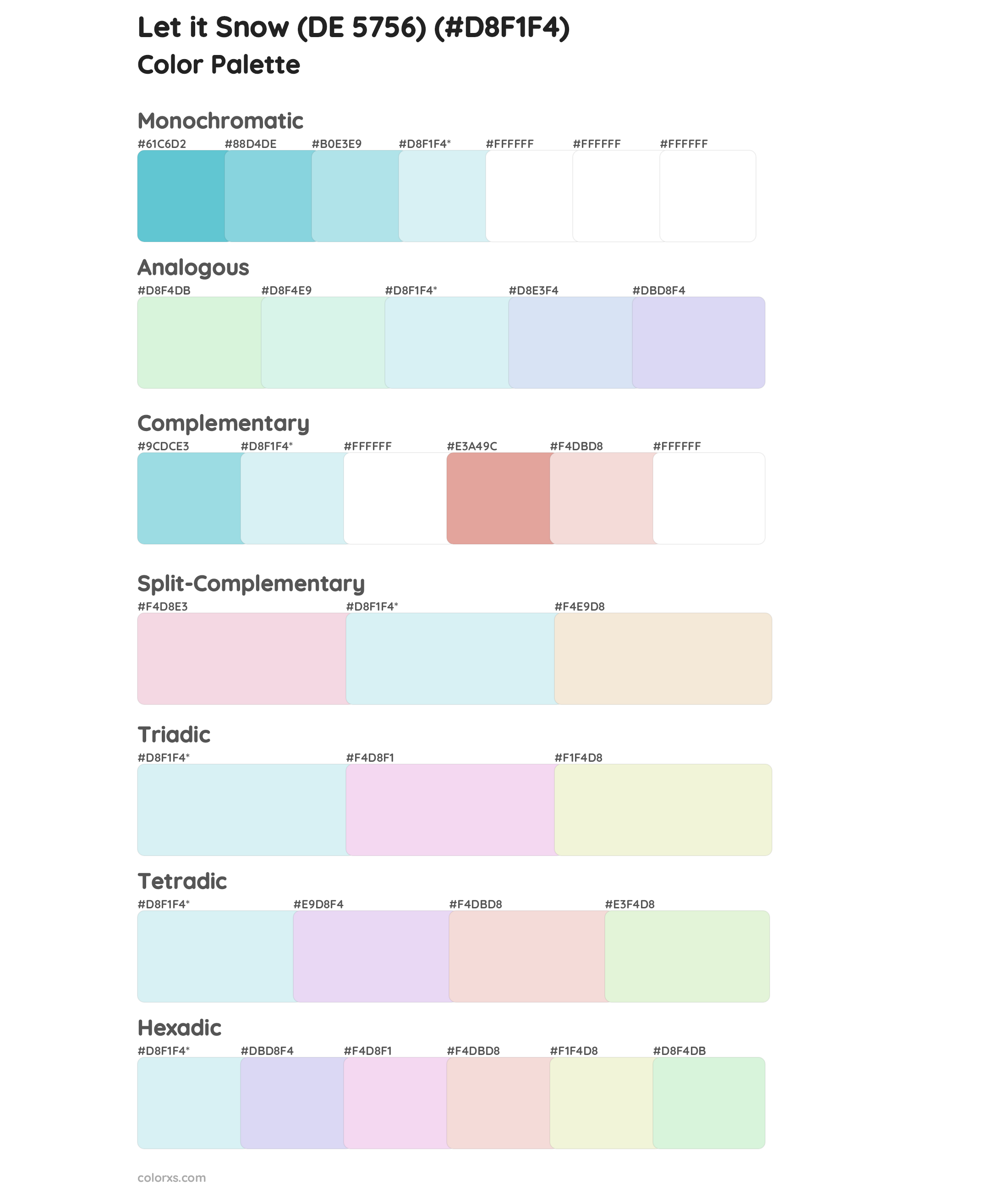 Let it Snow (DE 5756) Color Scheme Palettes