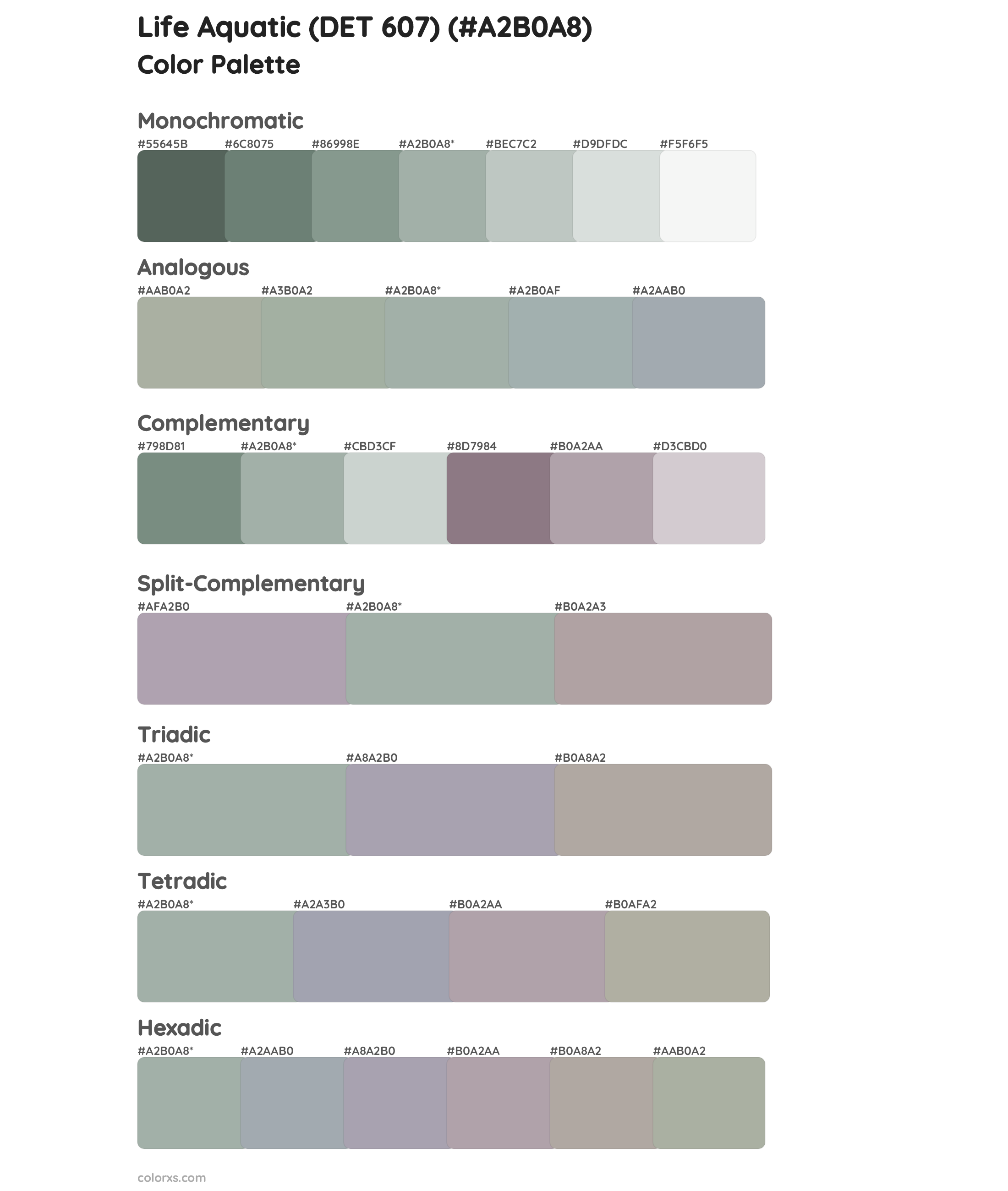 Life Aquatic (DET 607) Color Scheme Palettes