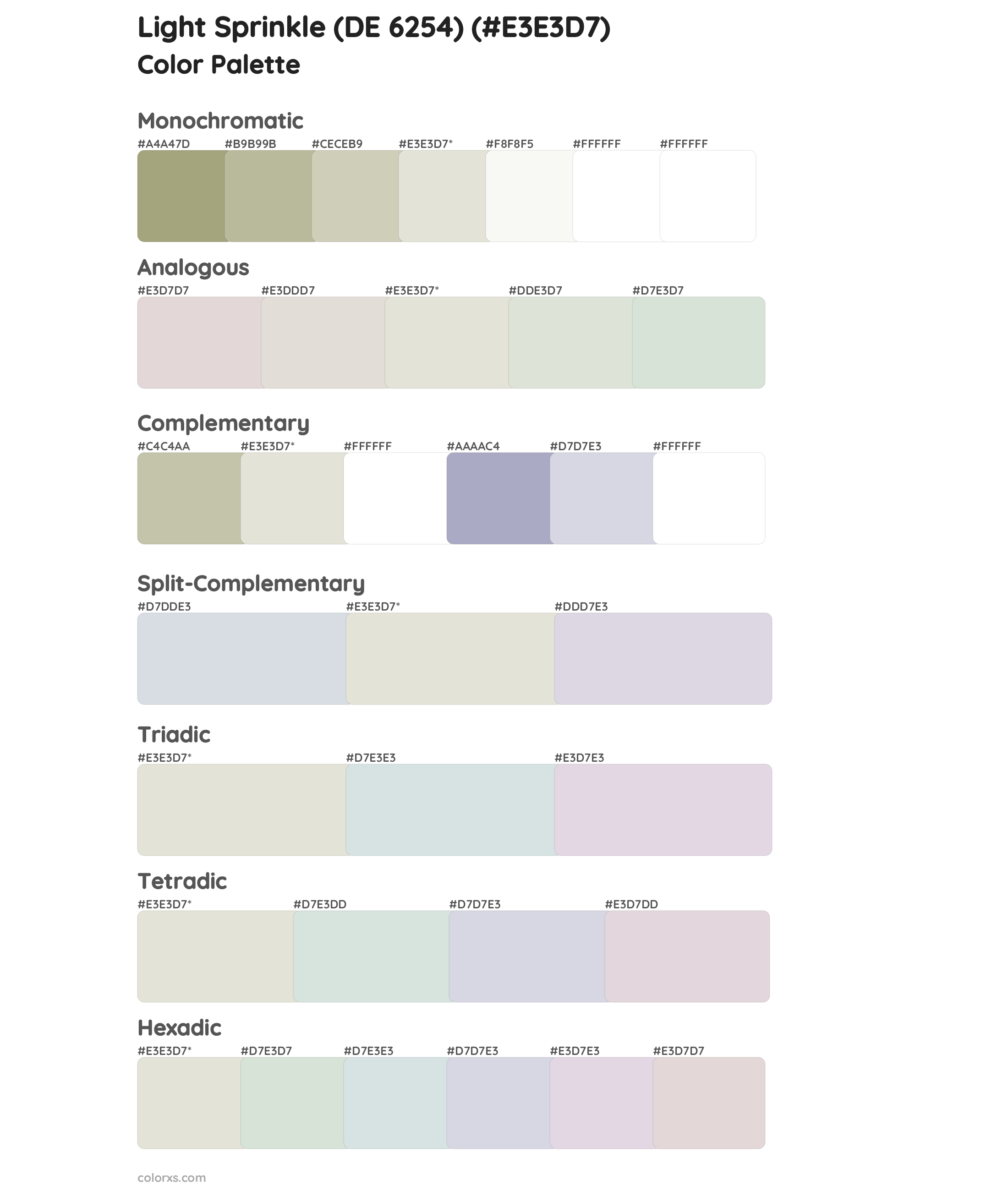 Light Sprinkle (DE 6254) Color Scheme Palettes