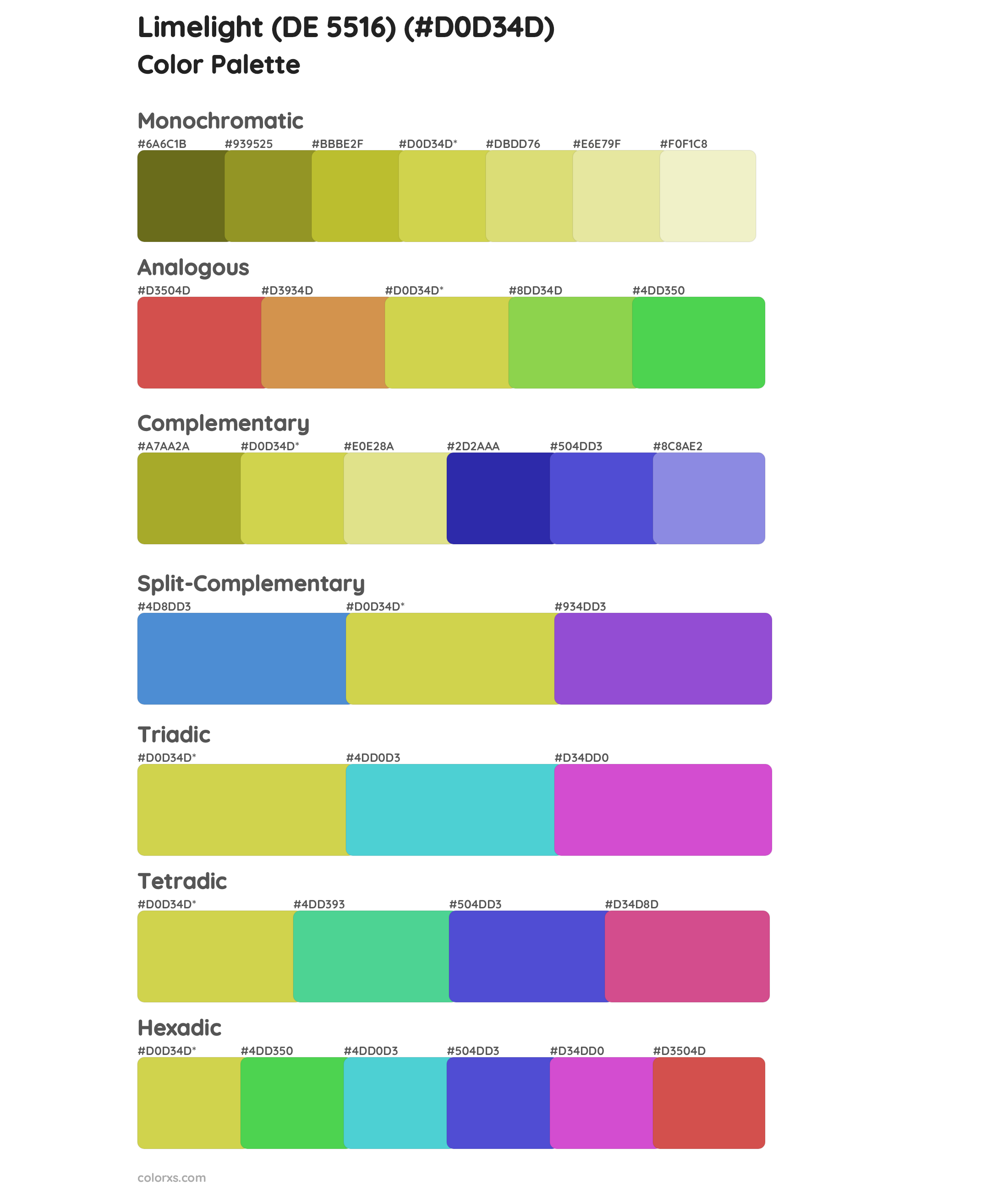 Limelight (DE 5516) Color Scheme Palettes