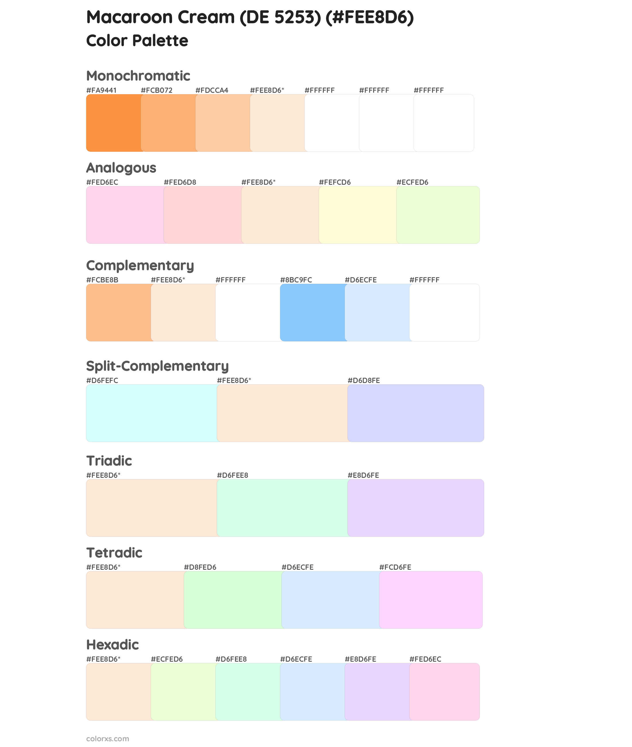 Macaroon Cream (DE 5253) Color Scheme Palettes