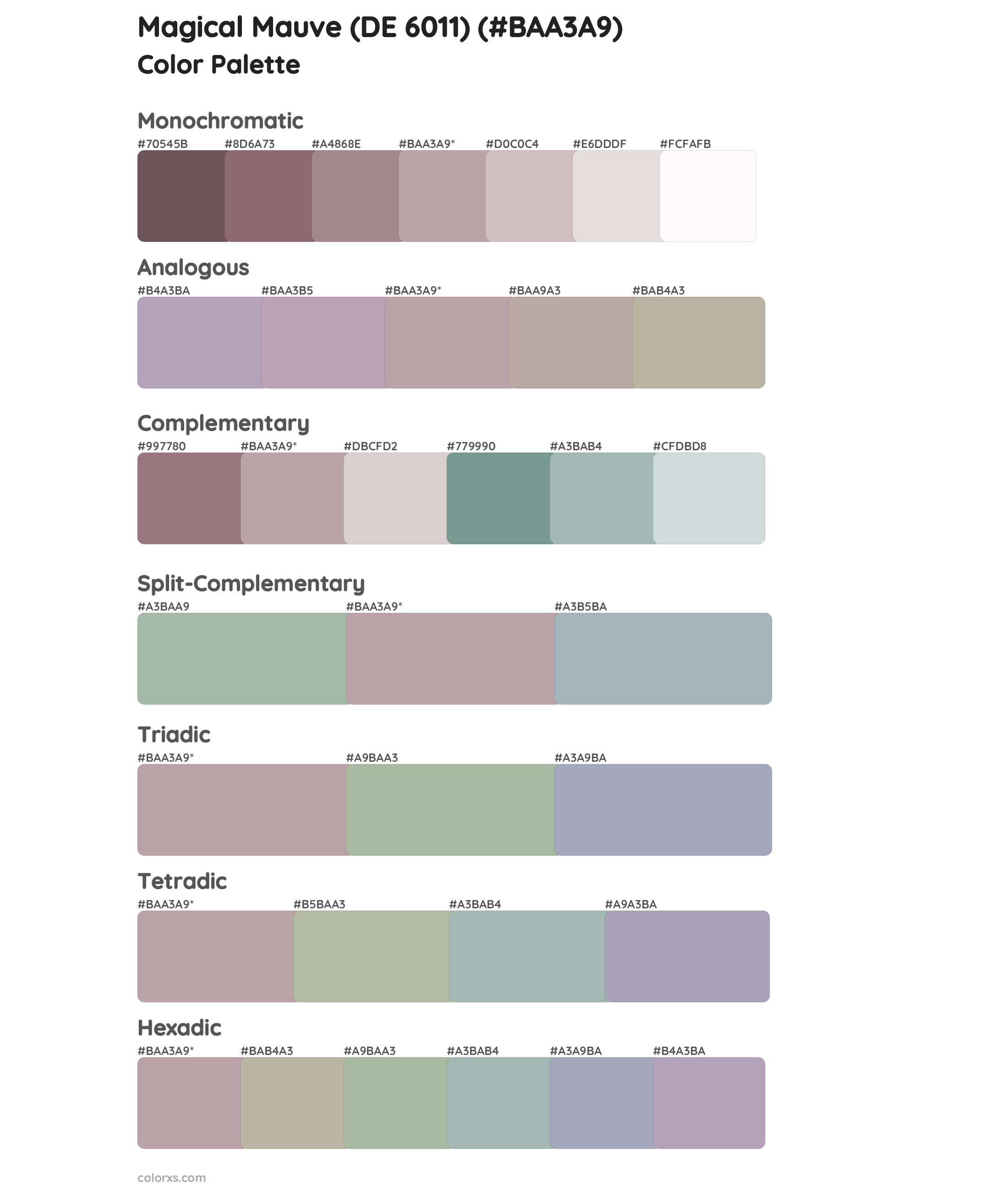 Magical Mauve (DE 6011) Color Scheme Palettes