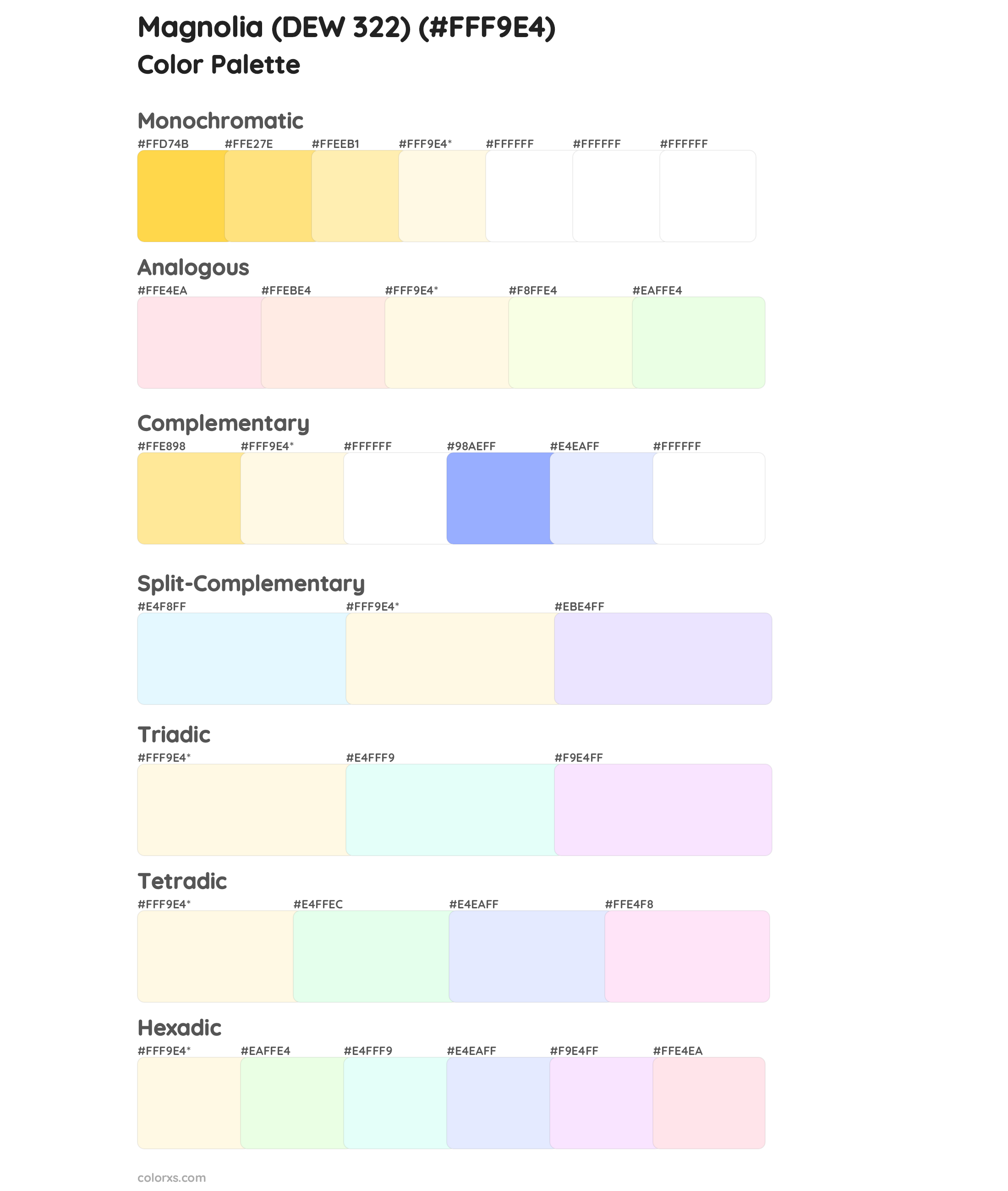 Magnolia (DEW 322) Color Scheme Palettes