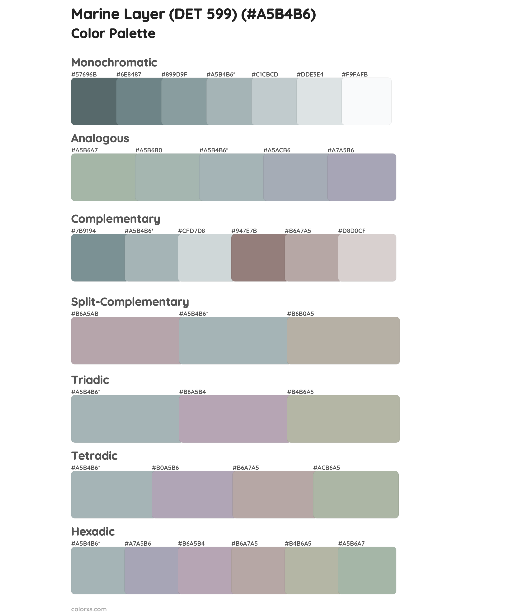 Marine Layer (DET 599) Color Scheme Palettes