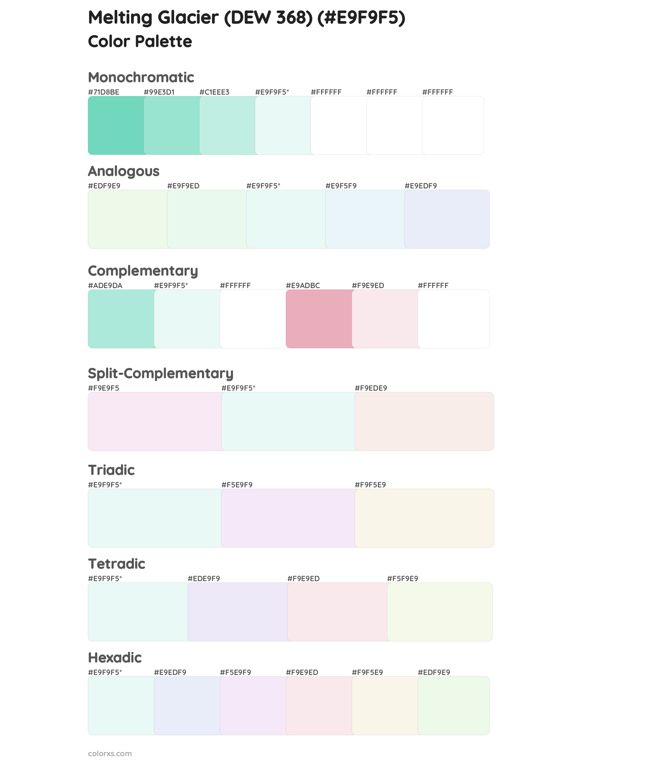 Melting Glacier (DEW 368) Color Scheme Palettes