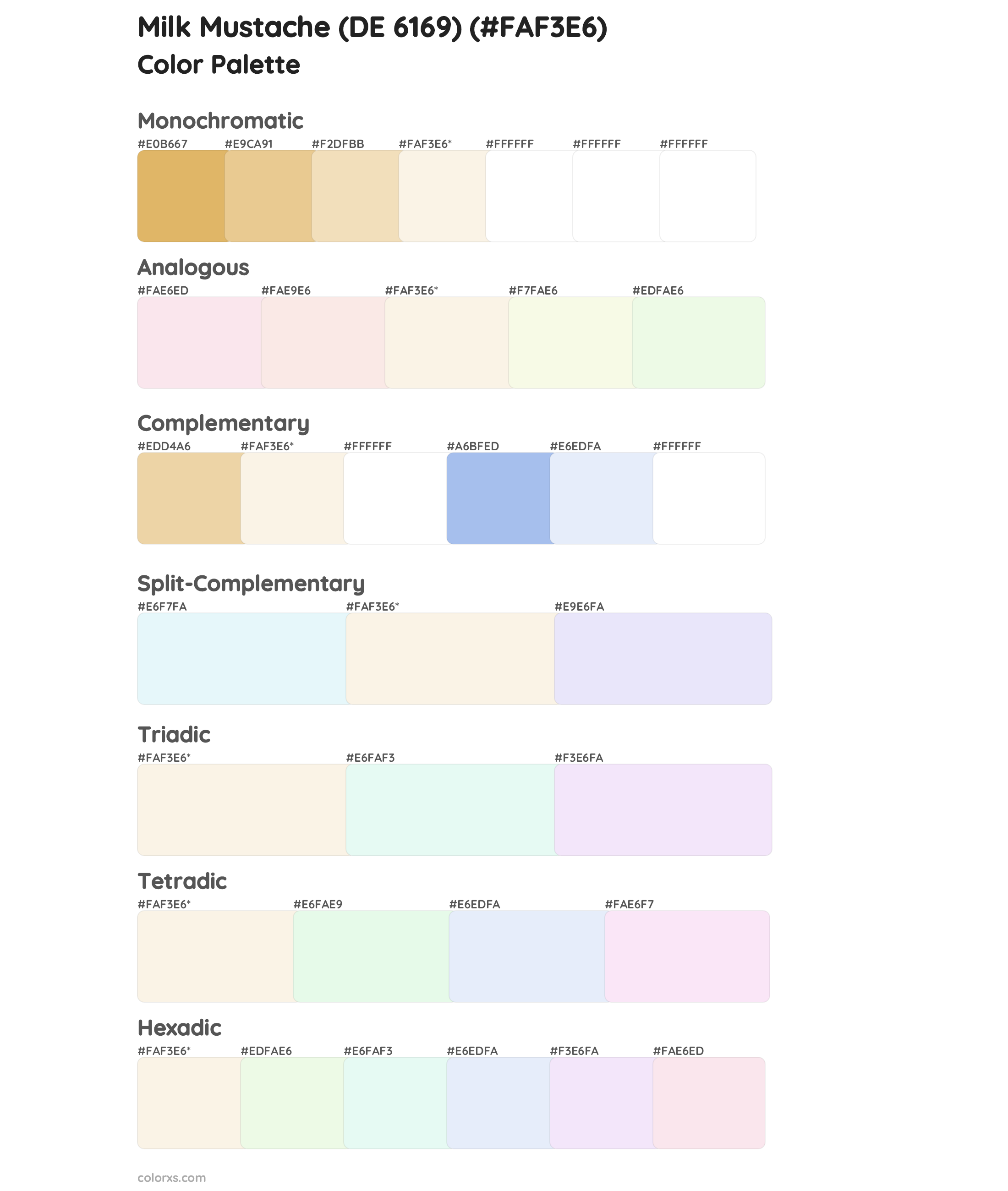 Milk Mustache (DE 6169) Color Scheme Palettes