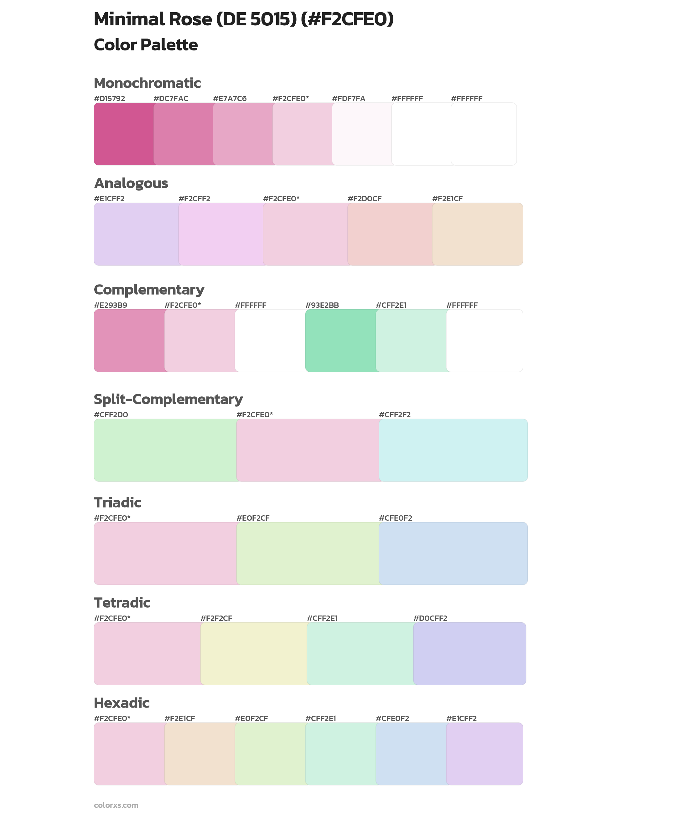 Minimal Rose (DE 5015) Color Scheme Palettes