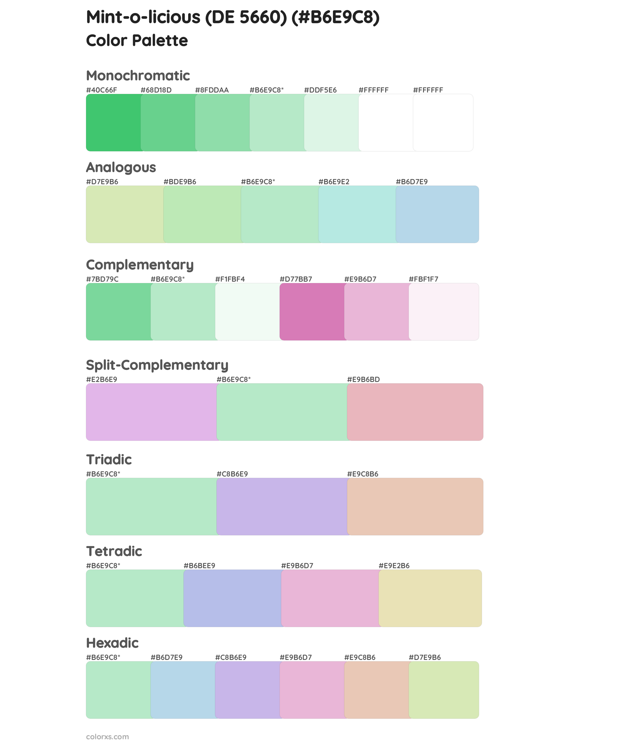 Mint-o-licious (DE 5660) Color Scheme Palettes