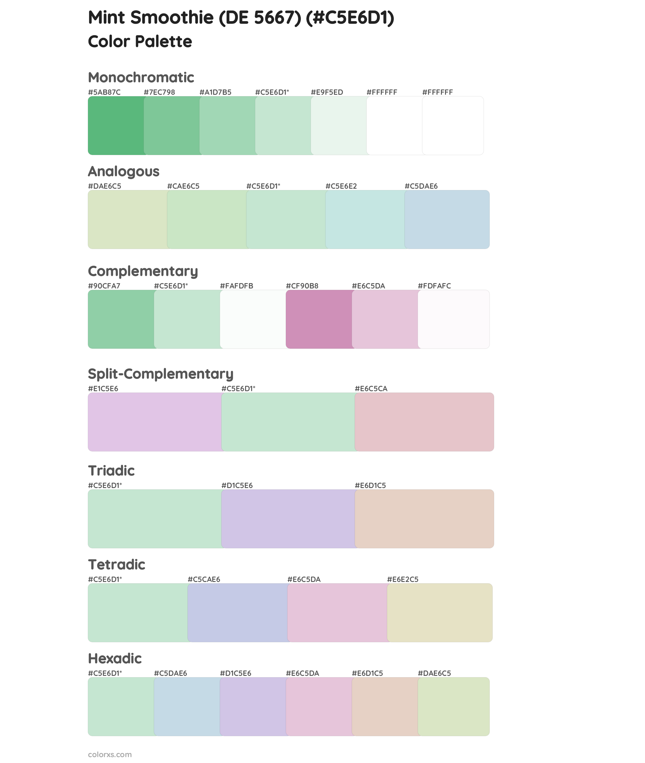 Mint Smoothie (DE 5667) Color Scheme Palettes