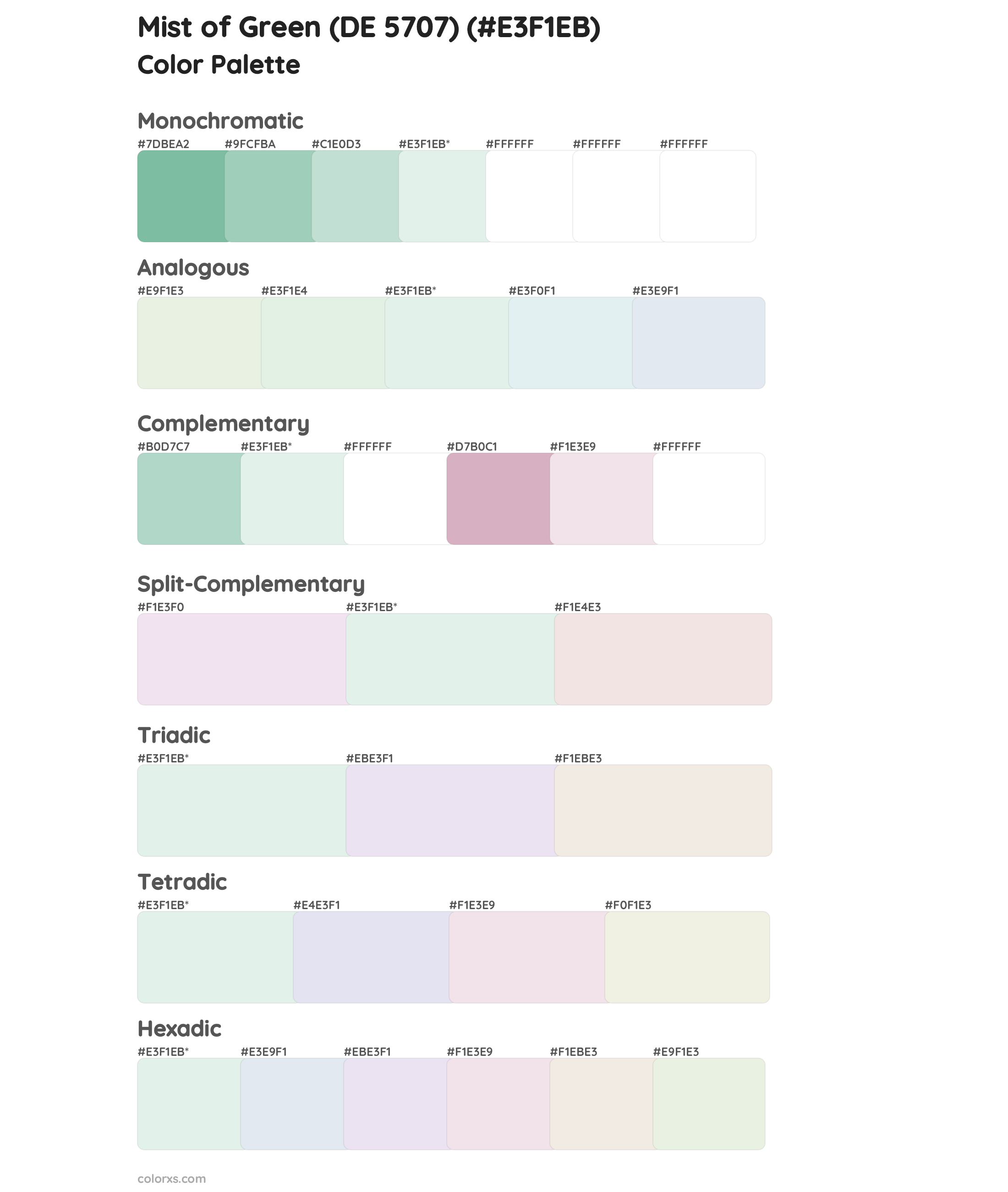 Mist of Green (DE 5707) Color Scheme Palettes