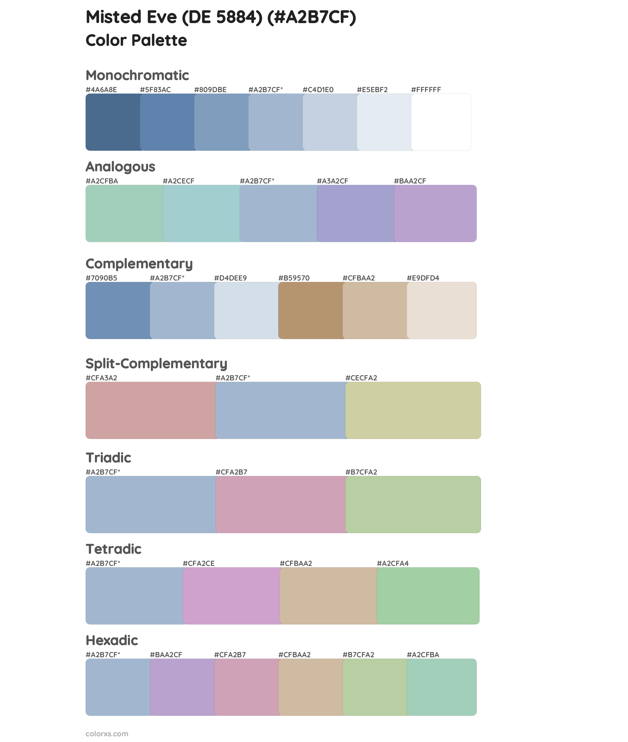 Misted Eve (DE 5884) Color Scheme Palettes