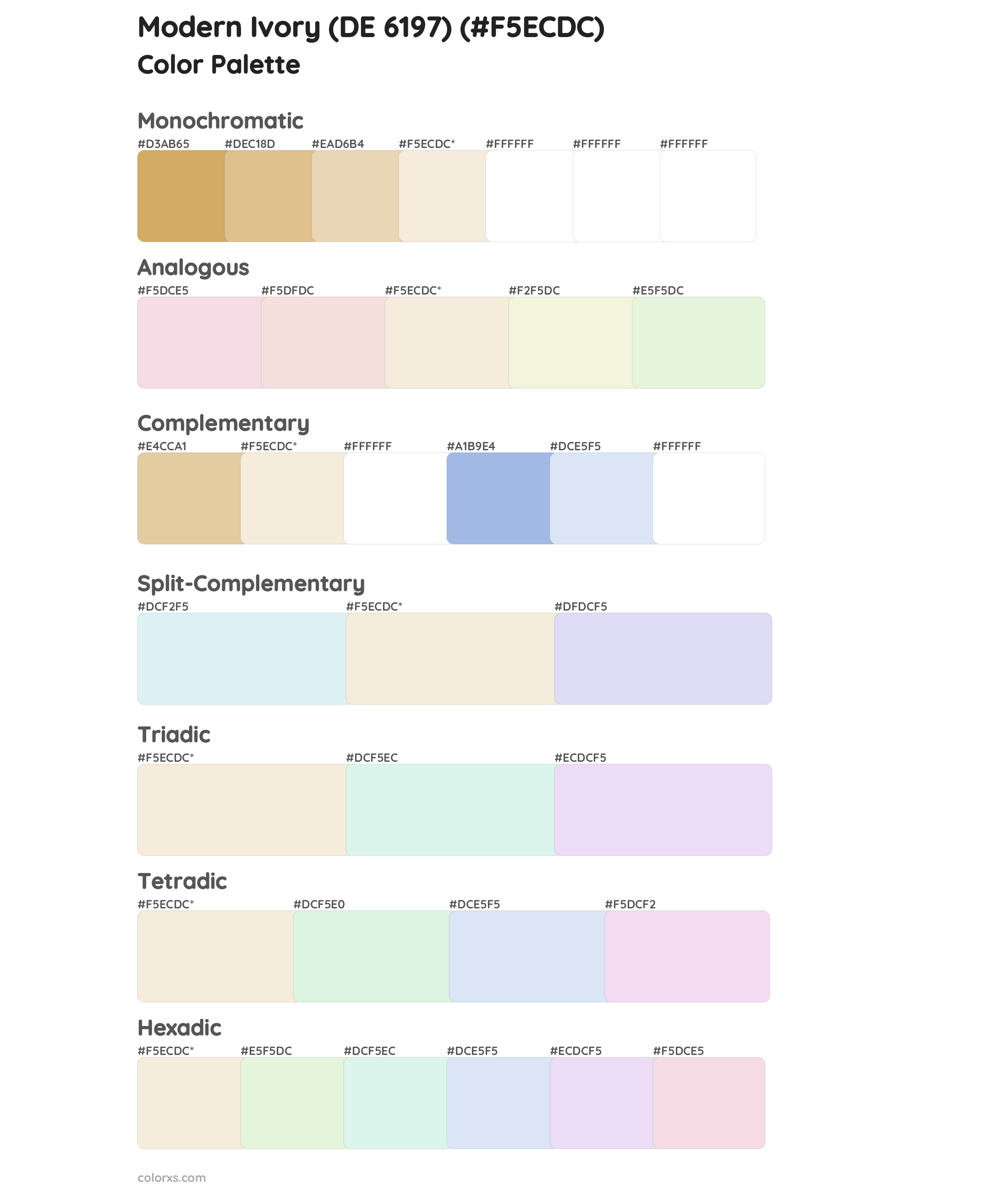 Modern Ivory (DE 6197) Color Scheme Palettes