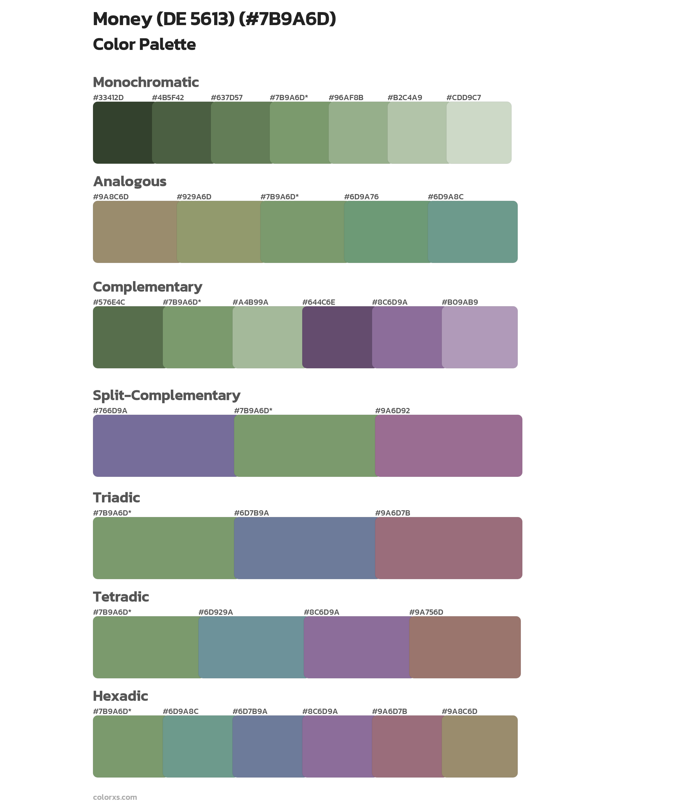 Money (DE 5613) Color Scheme Palettes