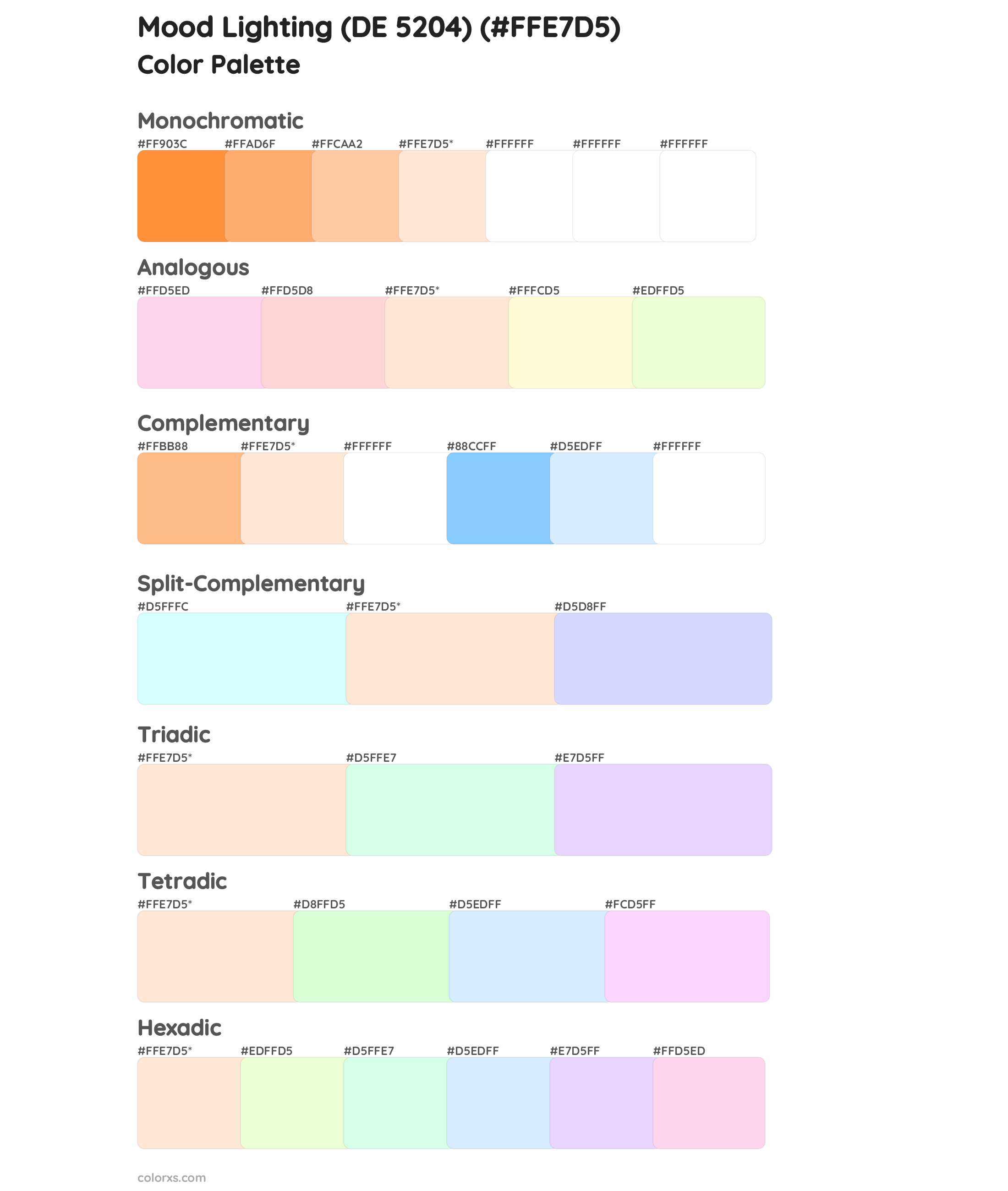 Mood Lighting (DE 5204) Color Scheme Palettes