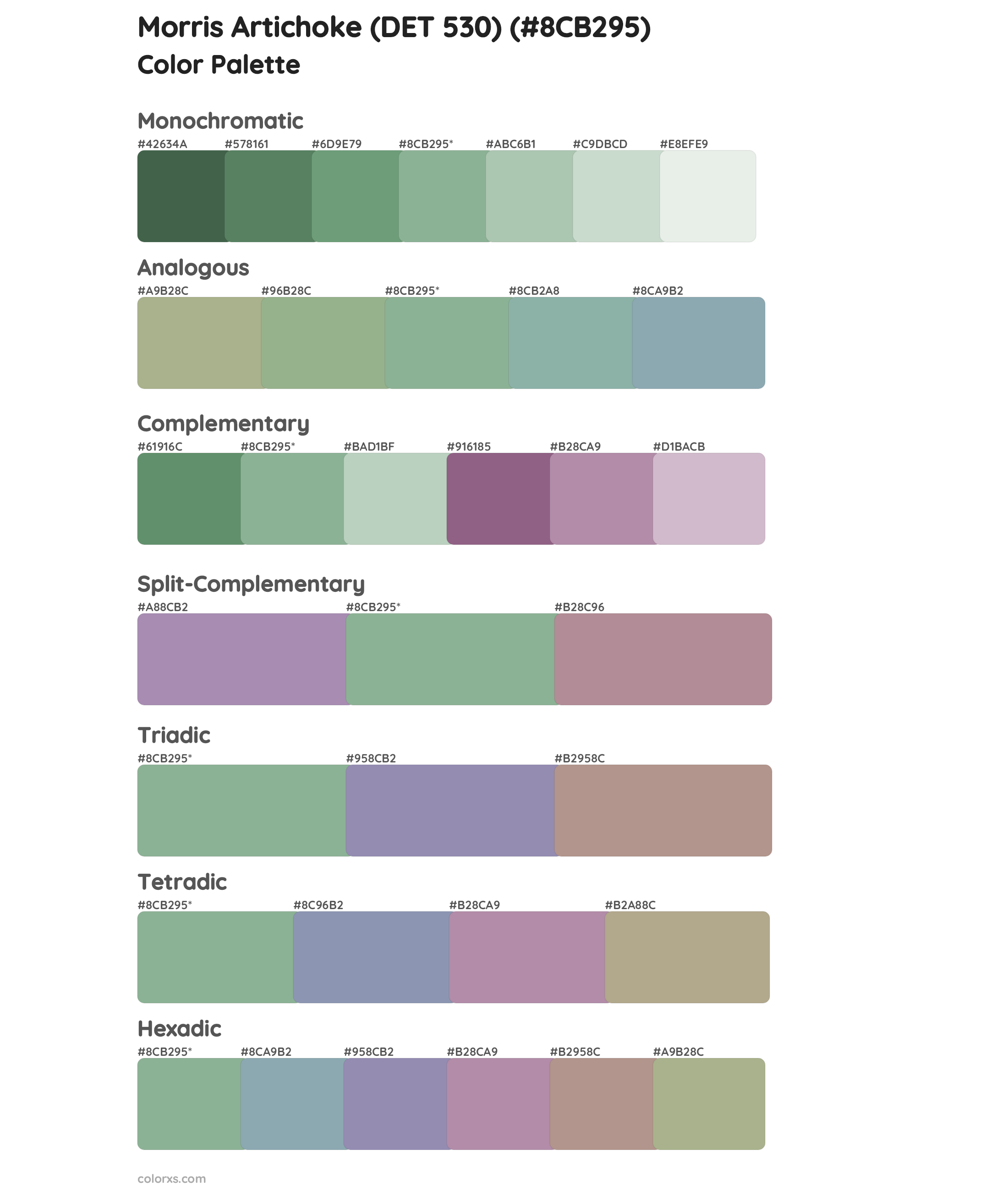 Morris Artichoke (DET 530) Color Scheme Palettes